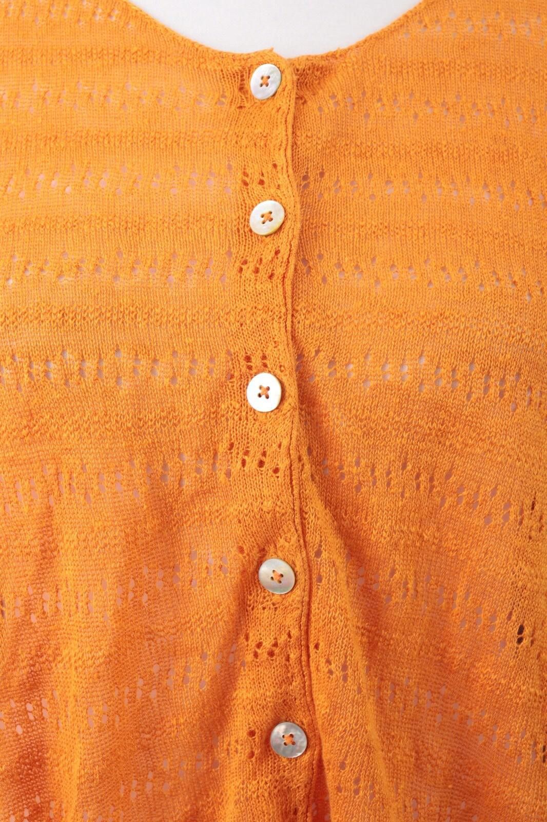 Designer Gudrun Sjoden Orange Linen Cardigan Sweater Size S Size S / US 4 / IT 40 - 4 Thumbnail