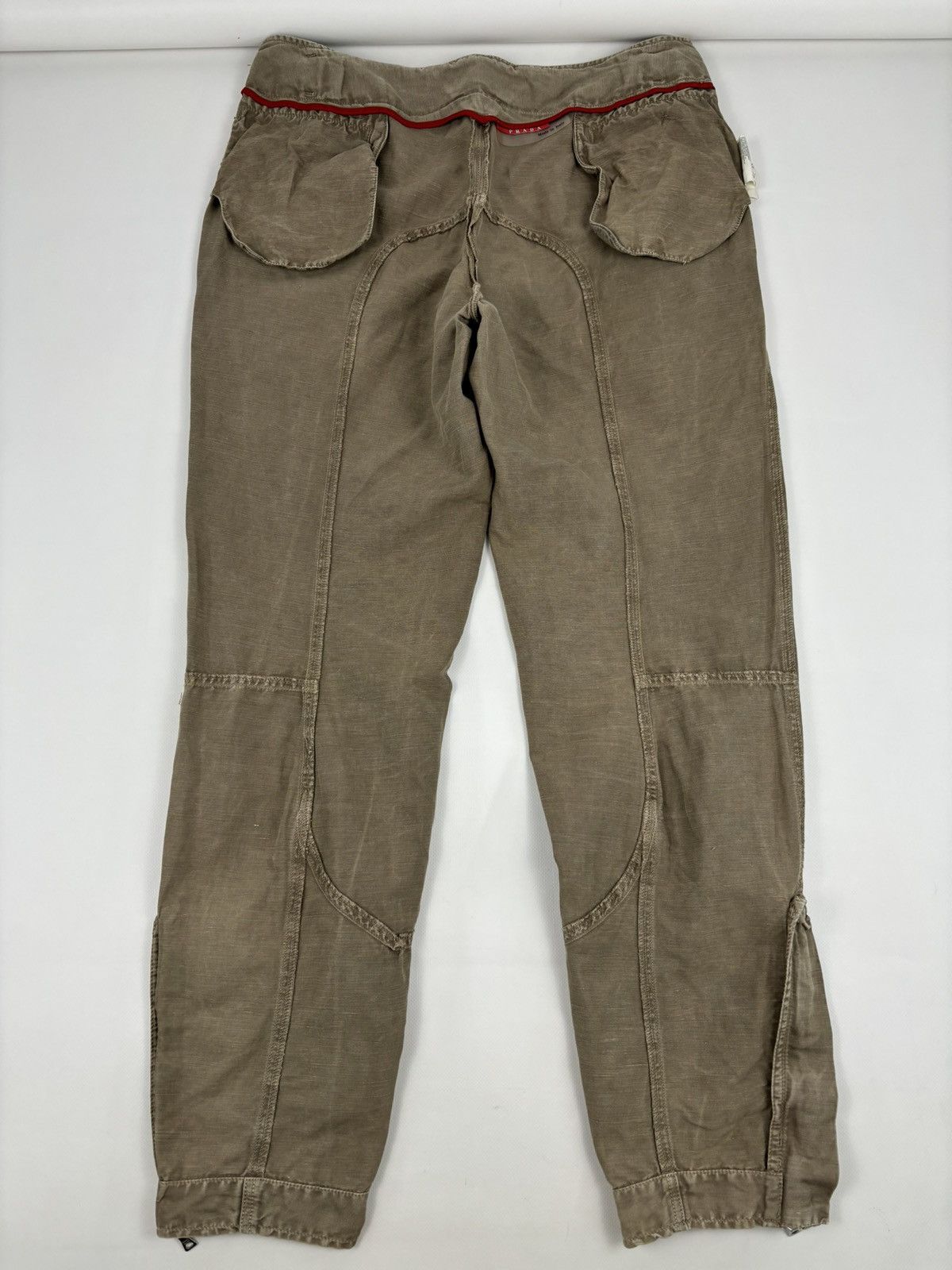 Prada Archive Linen-Cotton Garment Dyed Pants Cargo Zip Trousers Size US 33 - 9 Thumbnail