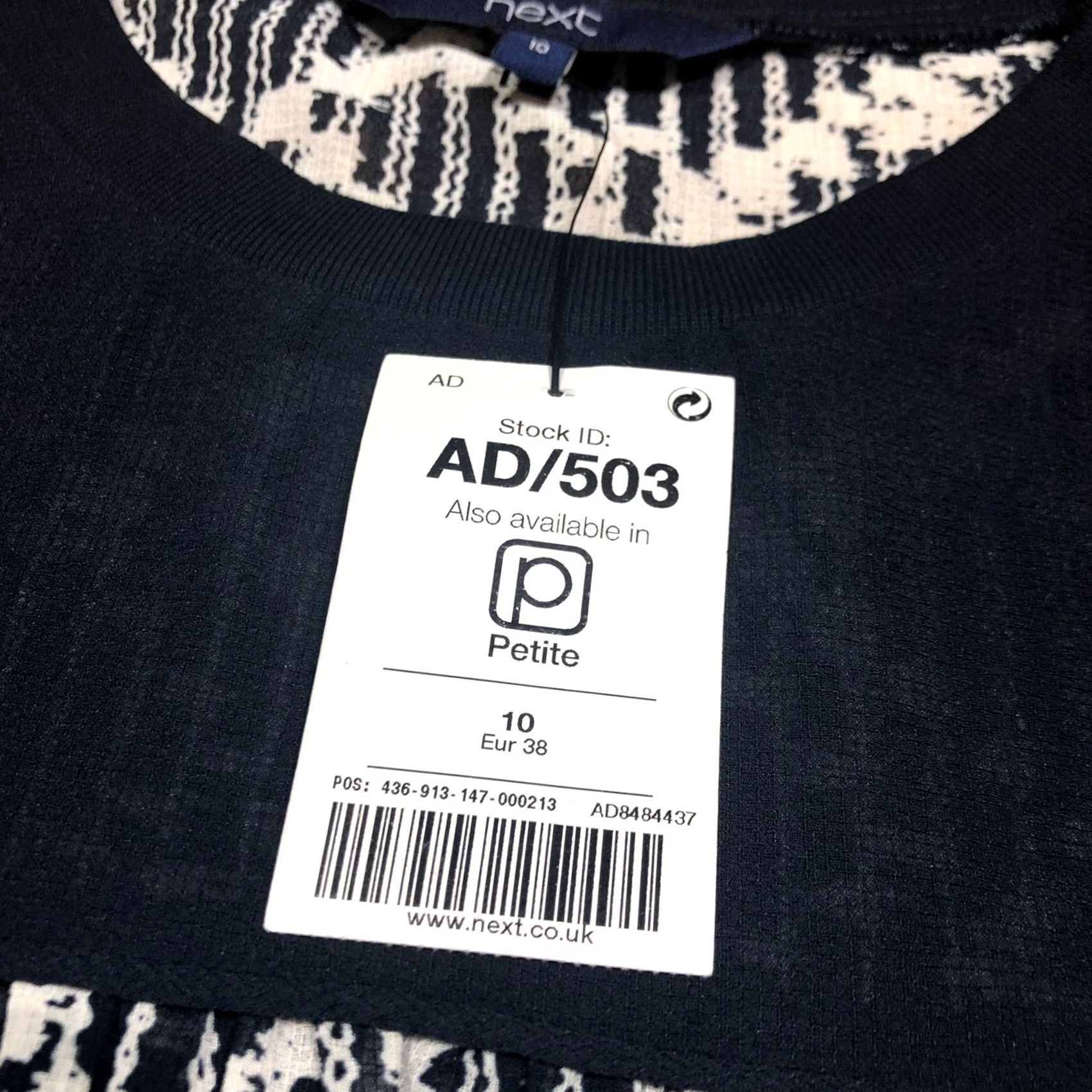 NEXT VINTAGE? No — wait: Next Navy & Black Long Sleeve Top UK 10 Women’s BNWT NEW Size L / US 10 / IT 46 - 6 Thumbnail