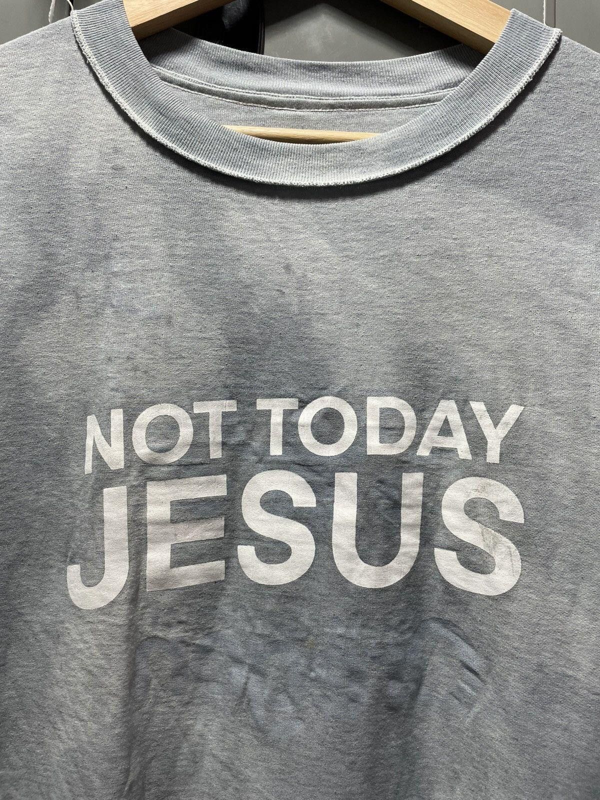 Vintage NOT TODAY JESUS Nike grey tag 90s inside out tee text art Size US L / EU 52-54 / 3 - 3 Thumbnail