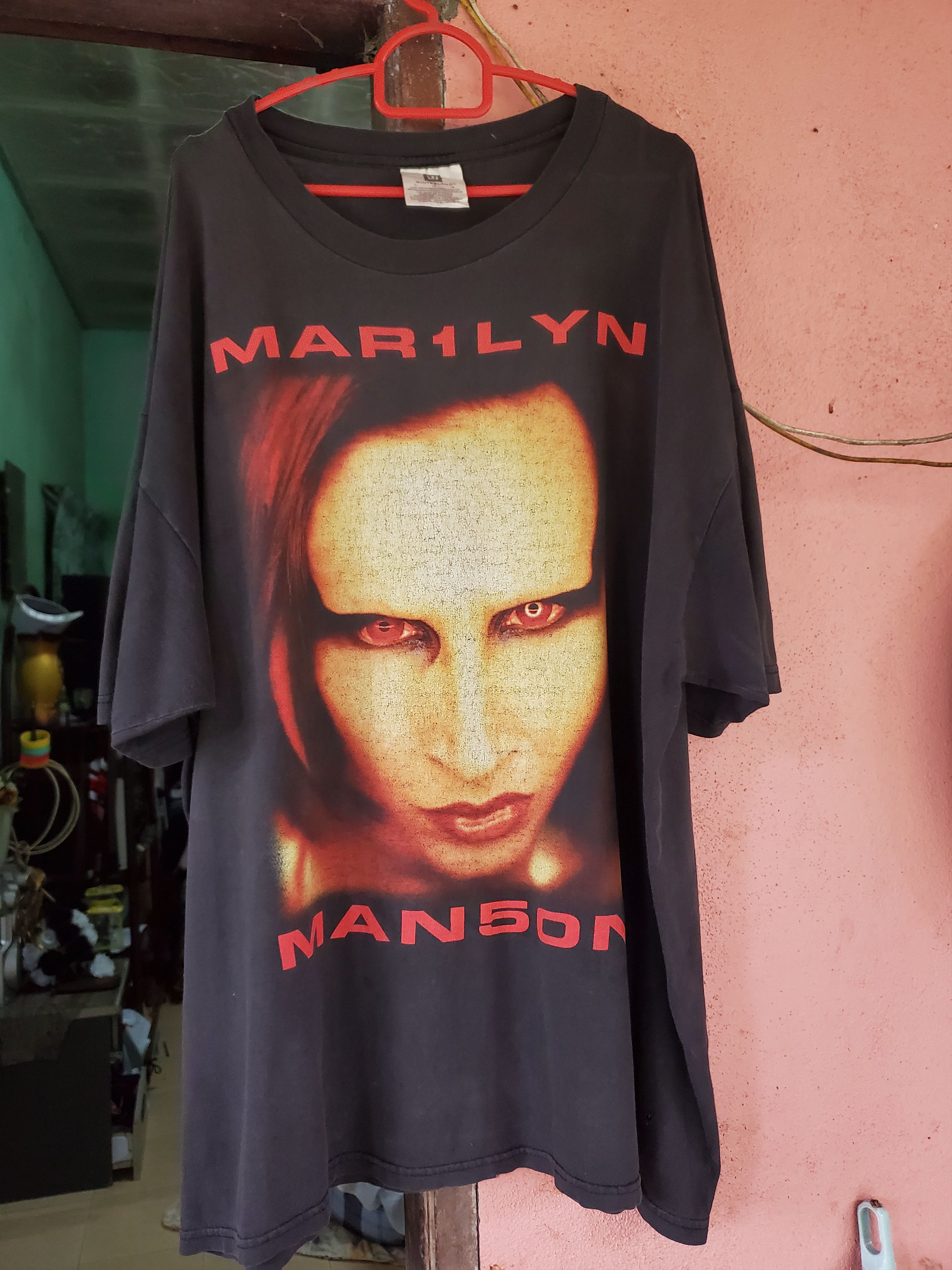 image of Band Tees x Marilyn Manson Crazy Vintage Band Tee Marilyn Manson in Black, Men's (Size XL)