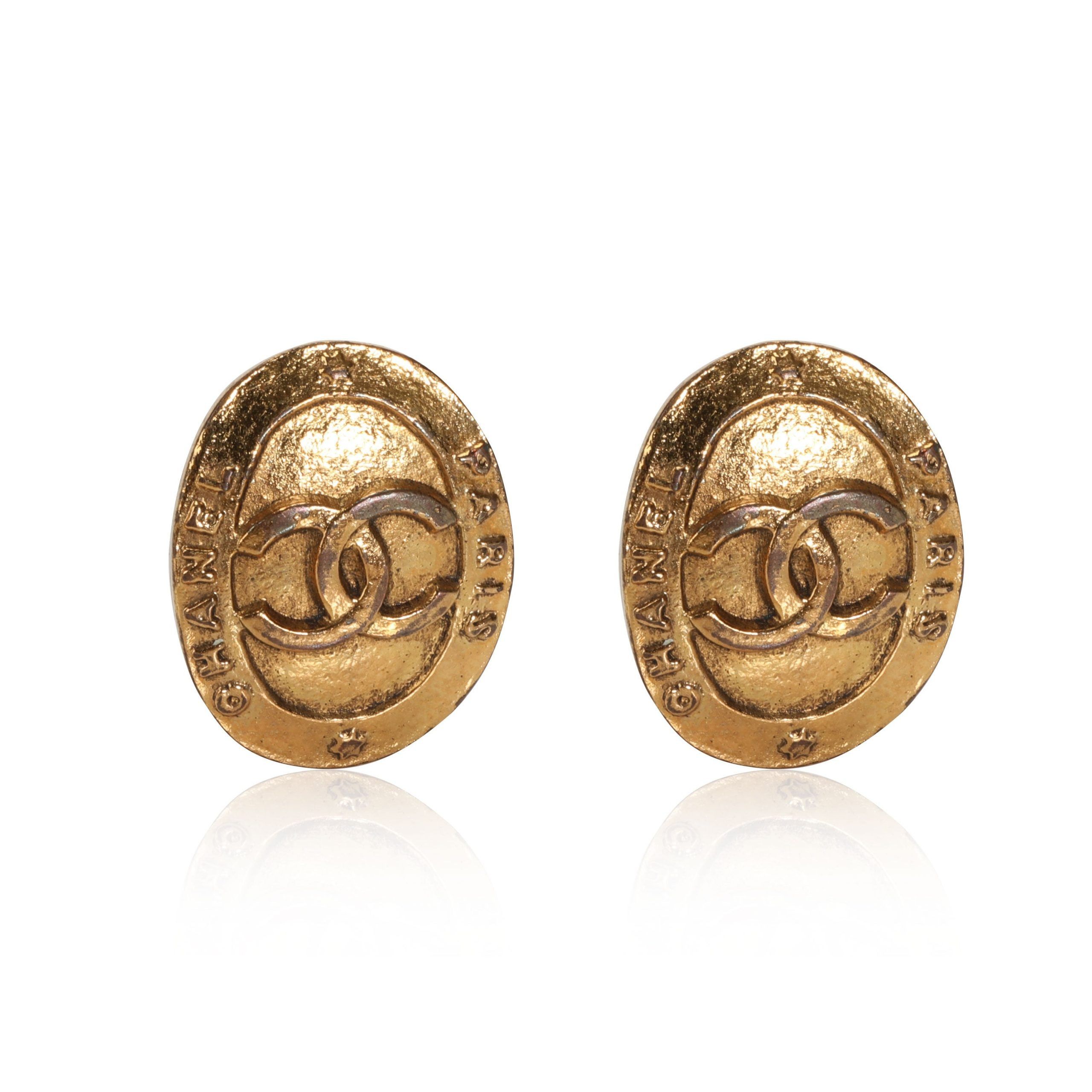 image of Vintage Chanel Season 28 Clip On Earrings in Gold, Women's