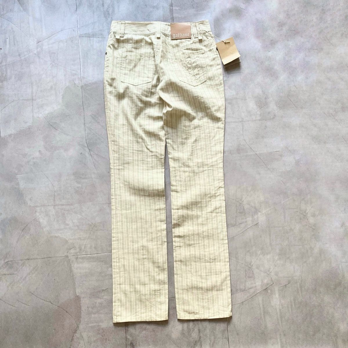 John Galliano NEW Galliano Big Logo Striped Pants Jeans Regular Y2K Size 27" / US 4 / IT 40 - 2 Thumbnail