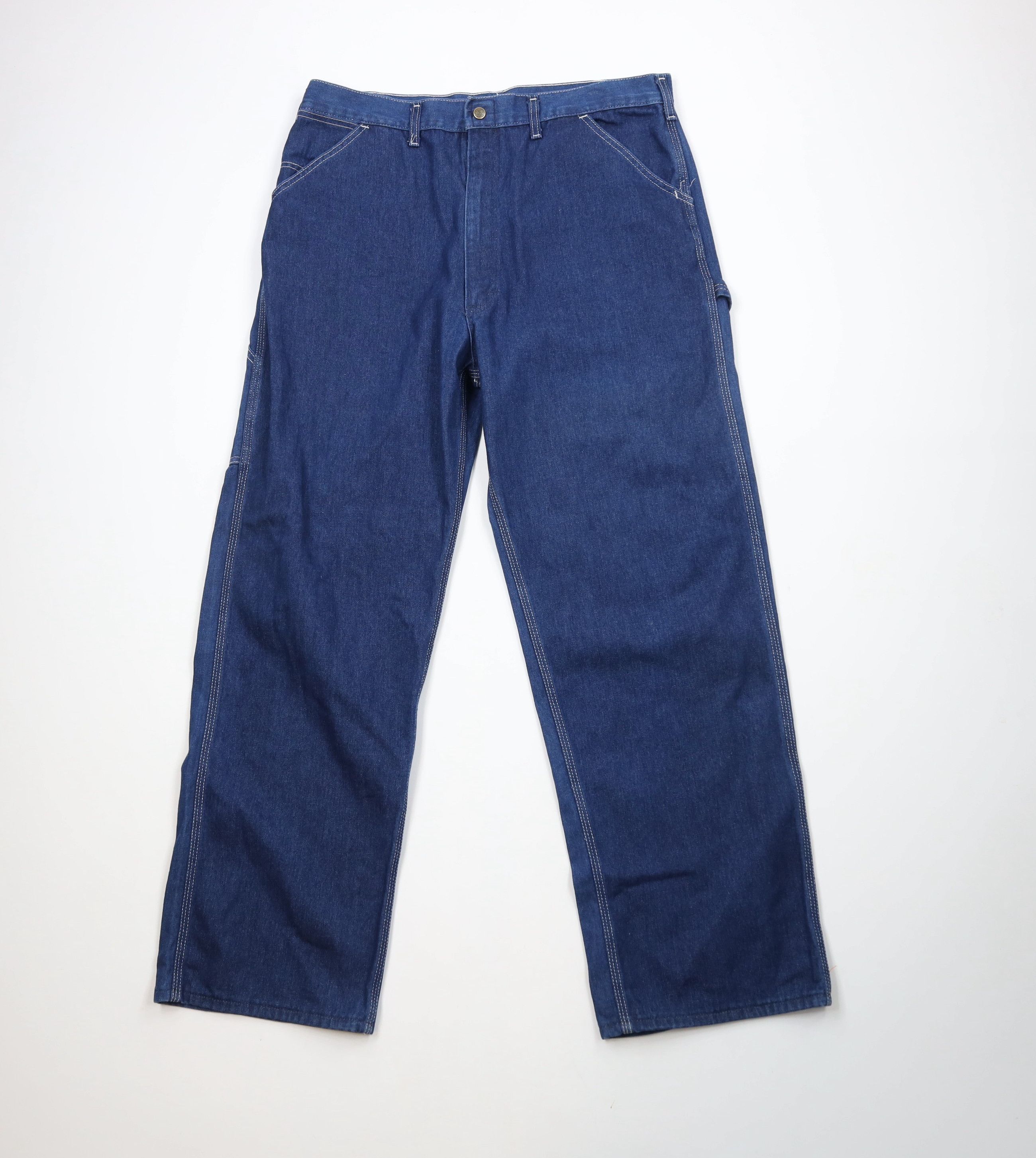 Vintage Vintage 70s 80s Streetwear Wide Leg Dungaree Denim Jeans USA Size US 36 / EU 52 - 1 Thumbnail