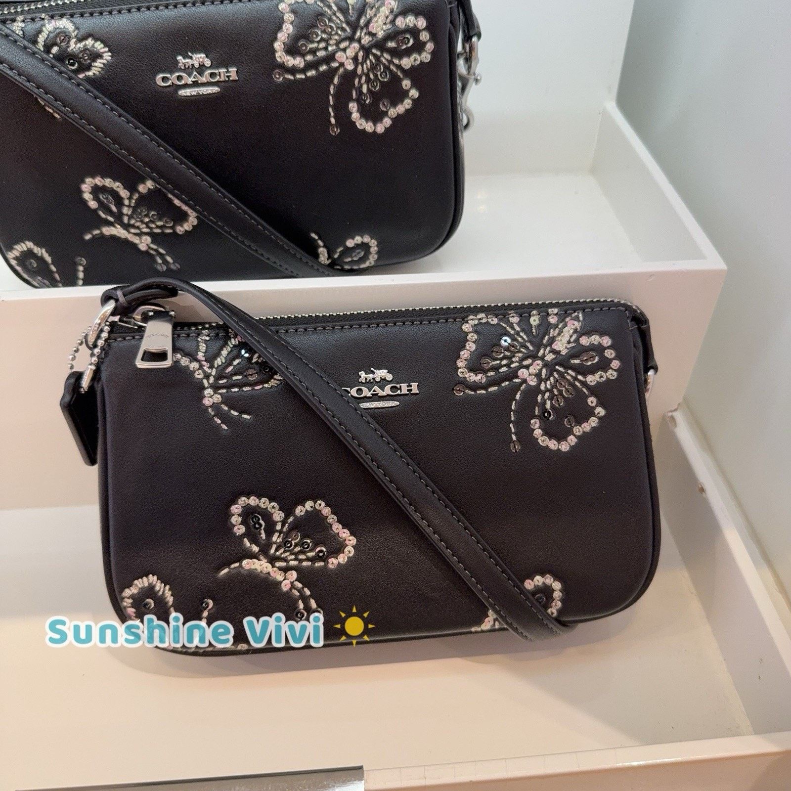 Coach NWT Coach Nolita 19 Sparkly Butterfly CCF58 Silver Black Size ONE SIZE - 2 Thumbnail