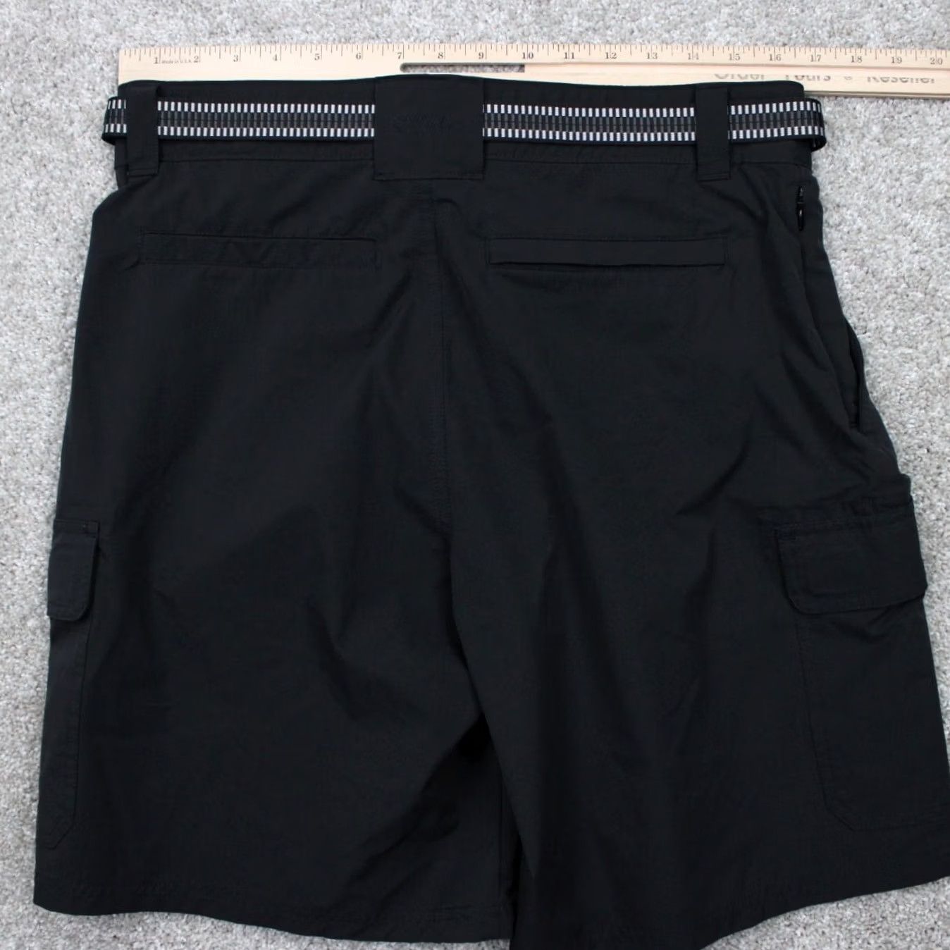 Orvis Orvis Mens 32 Black Belted Cargo Polyester Zip Pocket 9" Inseam Shorts Size US 32 / EU 48 - 6 Thumbnail