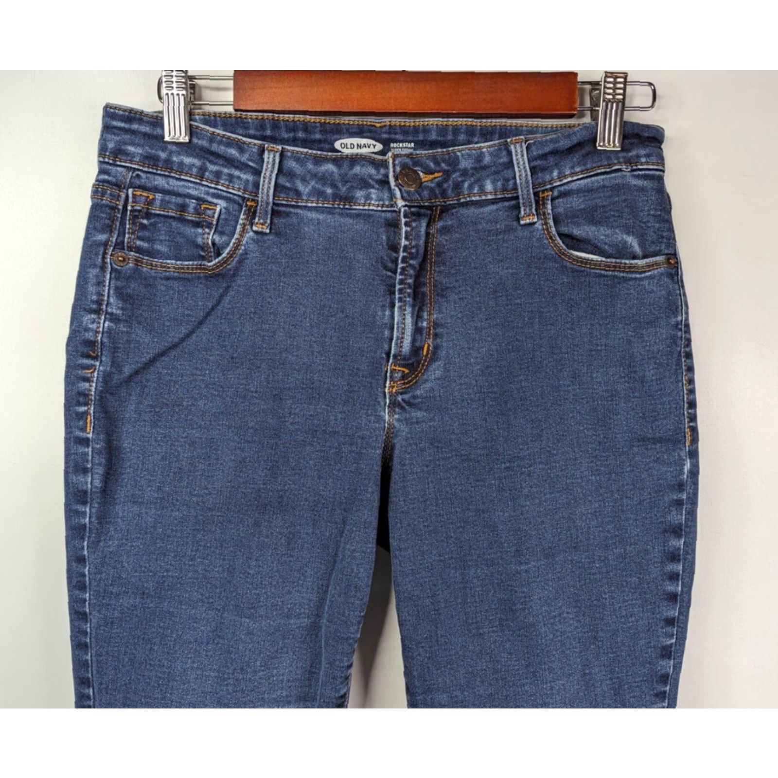 Old Navy Old Navy Rockstar Super Skinny Jeans - Dark Wash Stretch Women's 10 Jeans Size 32" / US 10 / IT 46 - 2 Thumbnail