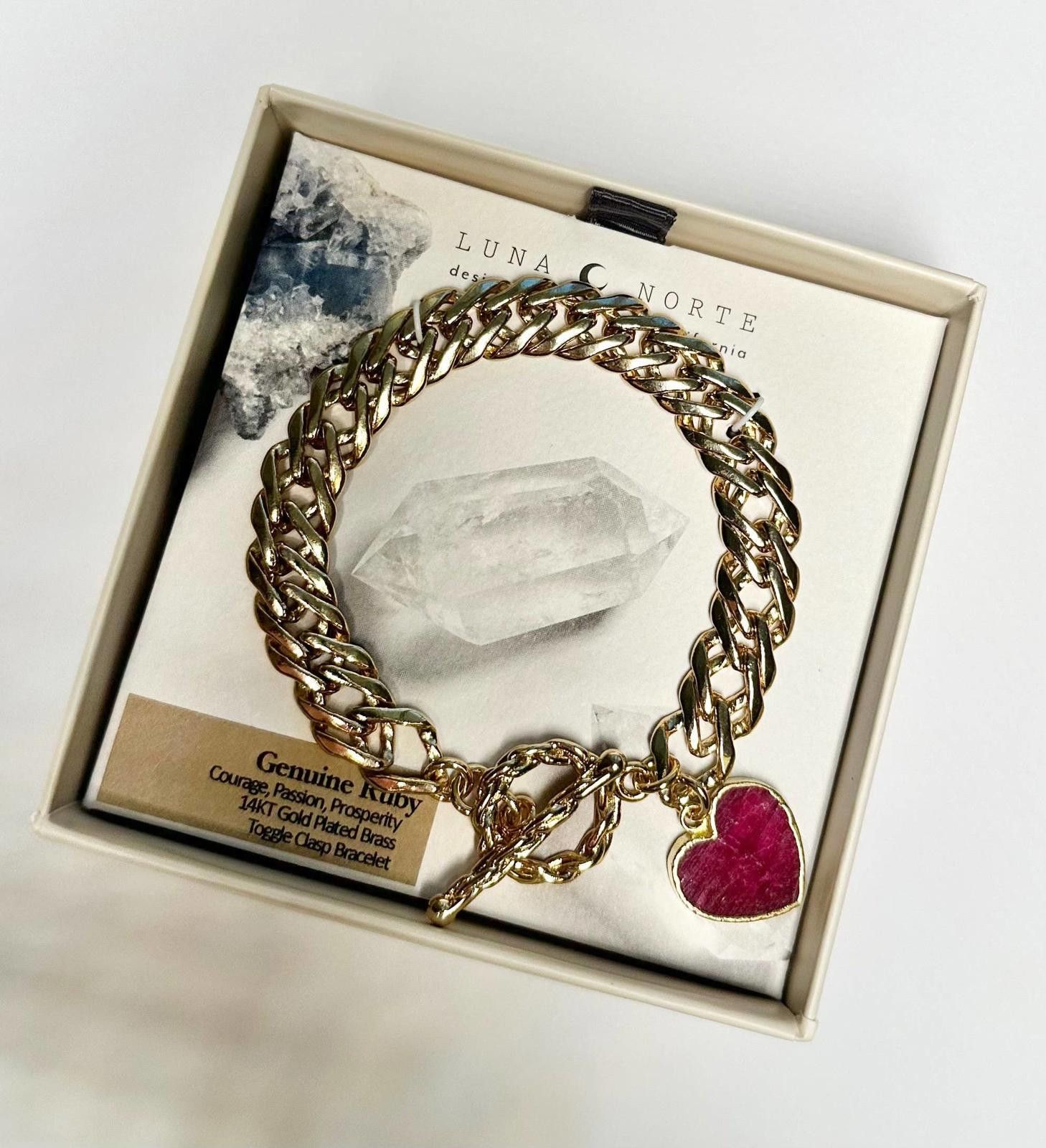 Other Luna Norte Heart of Gold Toggle Charm Bracelet - Ruby Size ONE SIZE - 2 Thumbnail