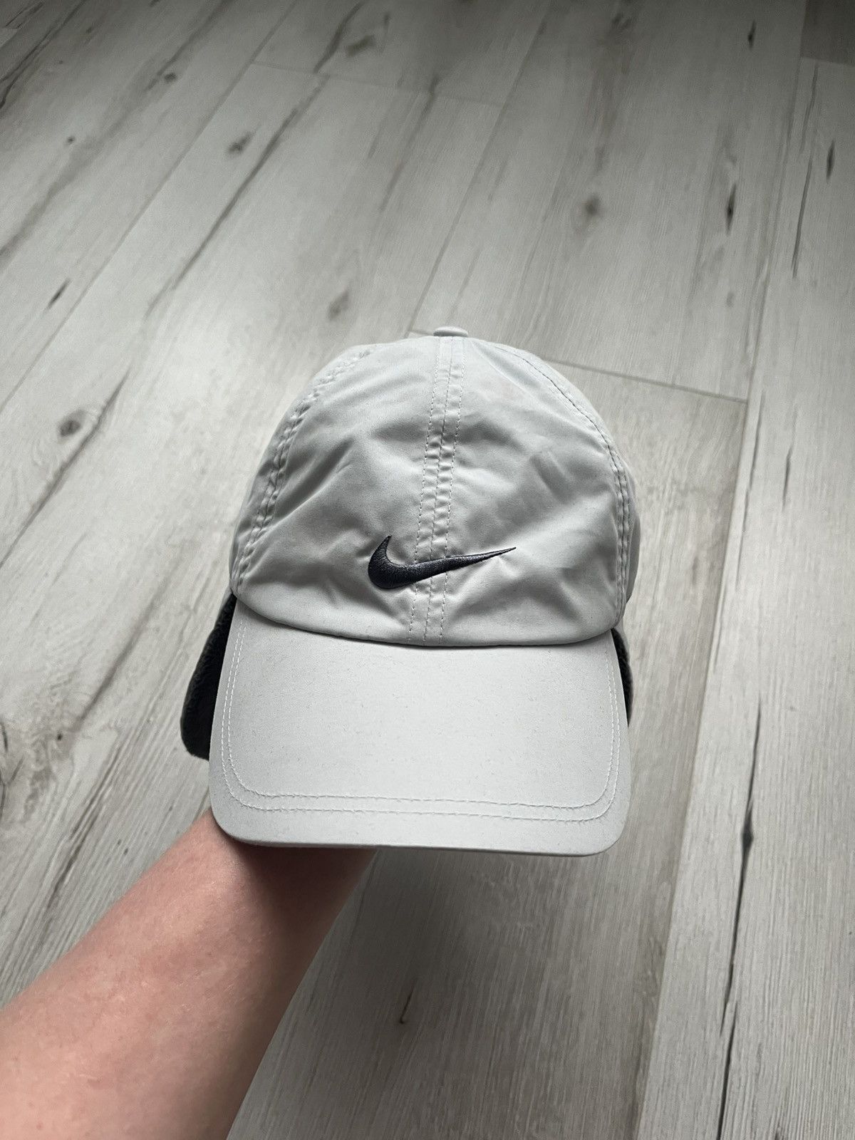 Nike × Vintage RARE 90s Vintage Nike Grey Fleece Hat Cap With Ear Flaps Size ONE SIZE - 2 Thumbnail