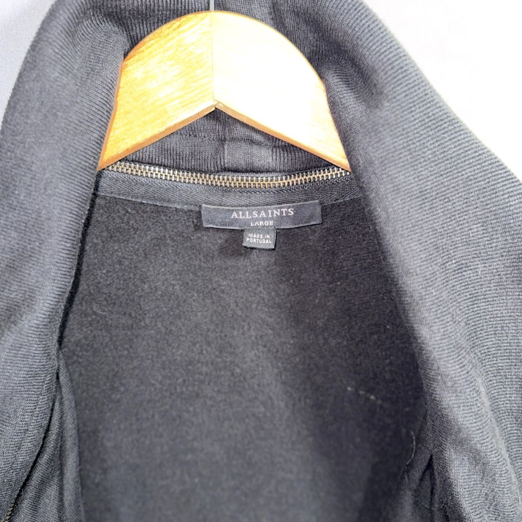 Allsaints AllSaints Cardigan Sweatshirt Womens Large Black Open Fleece Zip Collar Portugal Size L / US 10 / IT 46 - 3 Thumbnail