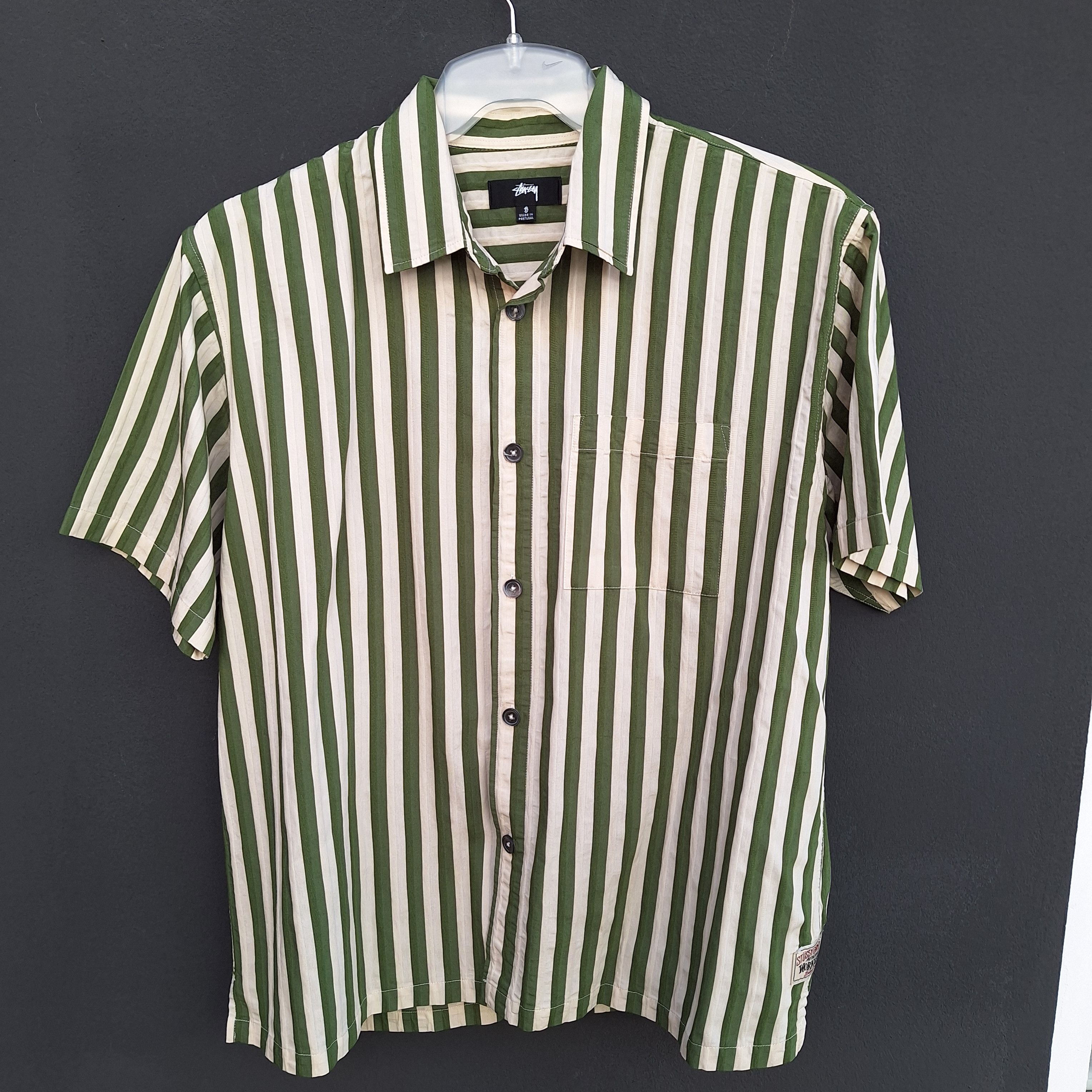 stussy BOXY FLAT HEM SHIRT STRIPED