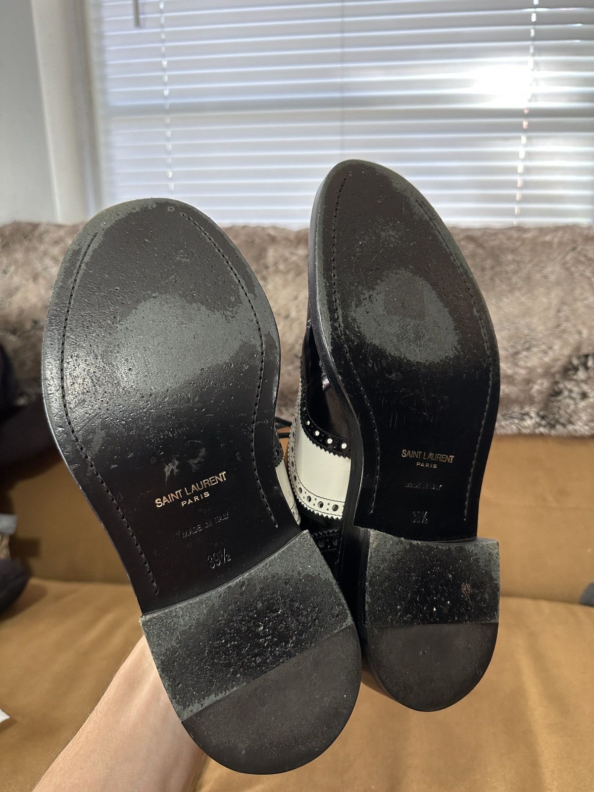 Saint Laurent Paris Black and White Wingtip Oxfords Size US 6.5 / EU 39-40 - 6 Thumbnail