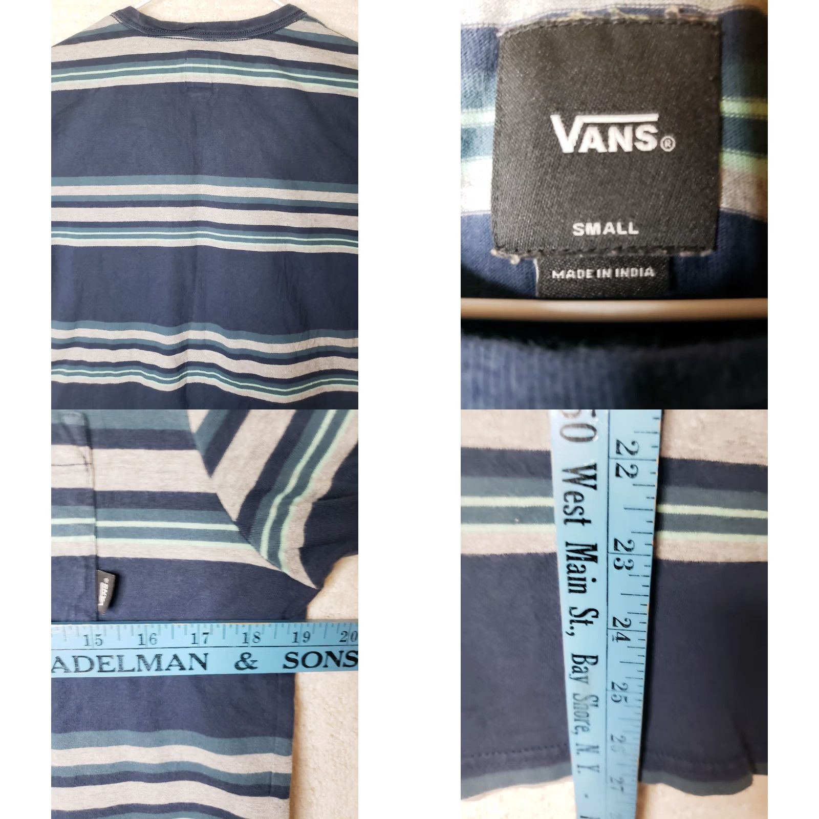 Vans VANS Off The Wall Men's S Pocketed Striped T-Shirt Short Sleeve Blue White Green Size US S / EU 44-46 / 1 - 8 Thumbnail