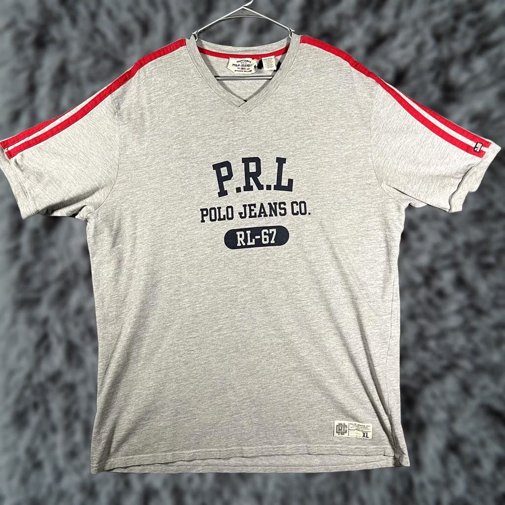Polo Ralph Lauren Polo Ralph Lauren Shirt Mens XL Gray P.R.L. Polo Jeans RL-67 Athletic V-Neck Tee Size US XL / EU 56 / 4 - 1 Thumbnail