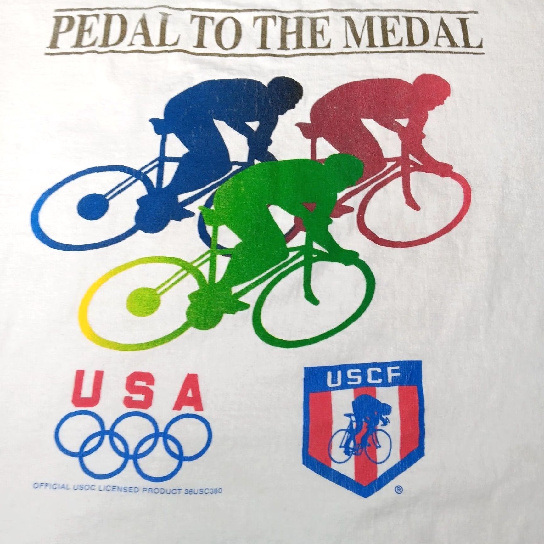Hanes VINTAGE Hanes T-Shirt Bicycle USA Olympic Cycling White XL Mens Reading Size US XL / EU 56 / 4 - 2 Thumbnail