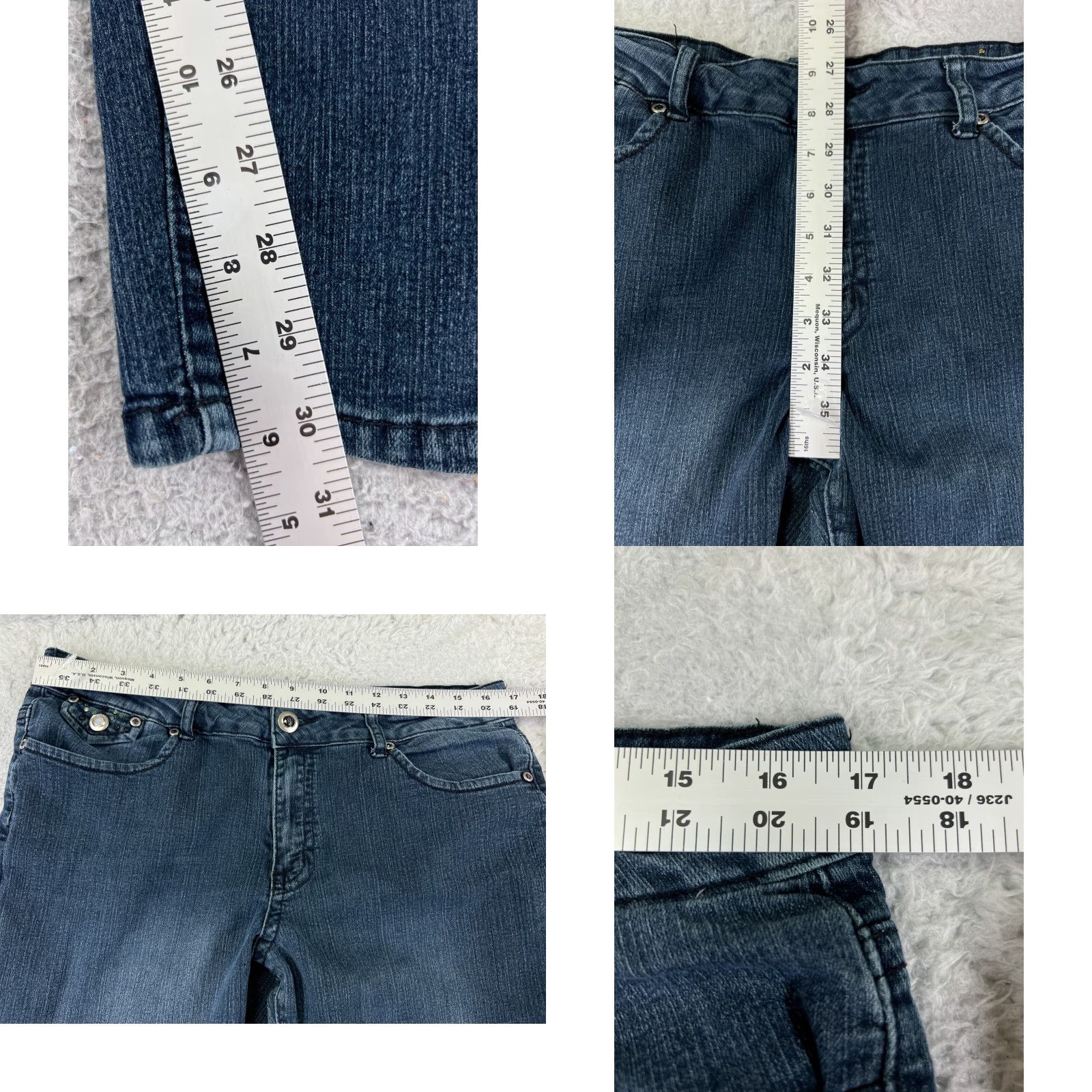 Vintage One 5 One Jeans Womens 31 Blue Denim Tapered Mid Rise 31x30 Cotton Blend Stretch 5-Pocket Design Size 24" / US 00 / IT 34 - 8 Thumbnail
