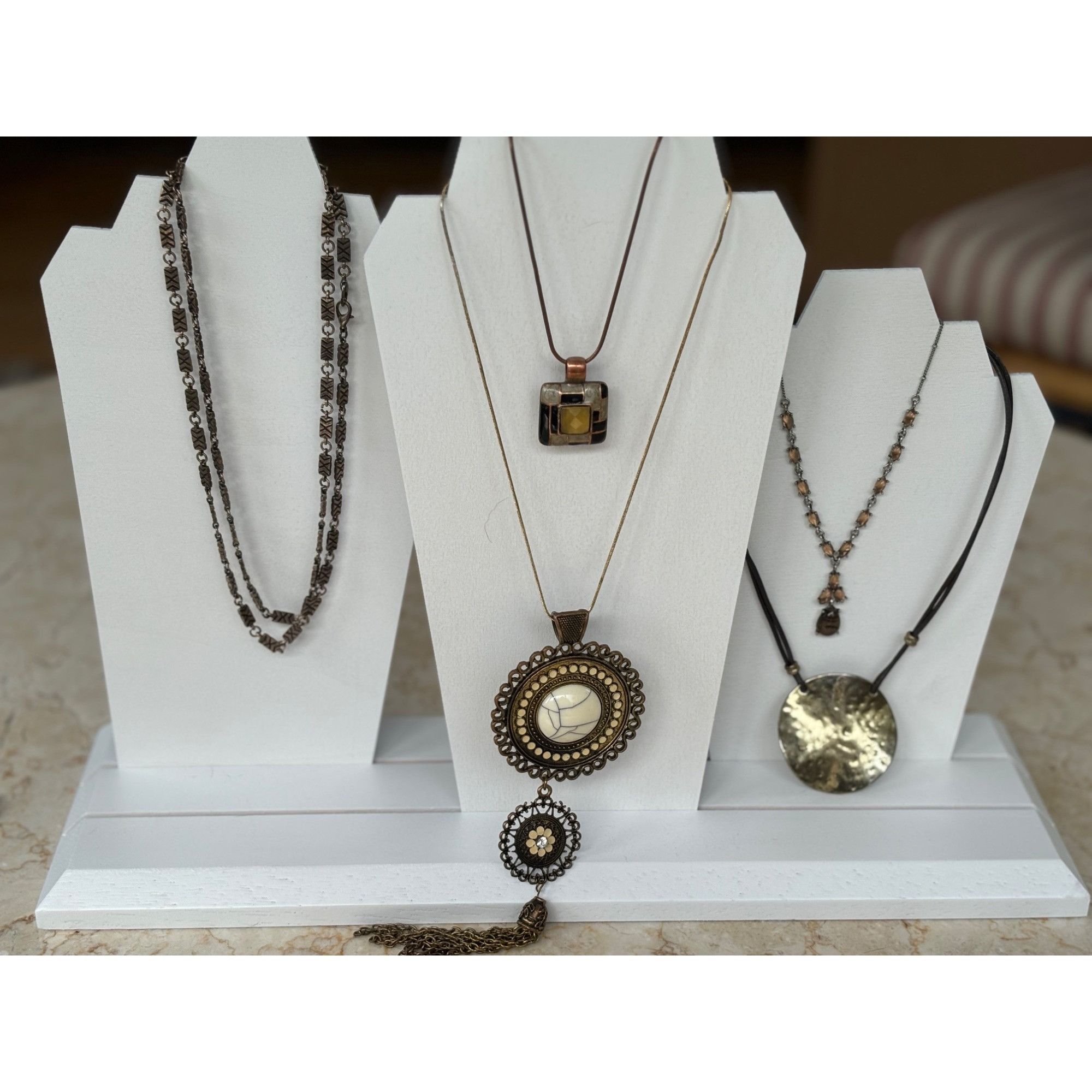 Other Bronze & Gold Multi-Style Pendant Necklace Set- 5 piece set Size ONE SIZE - 8 Thumbnail