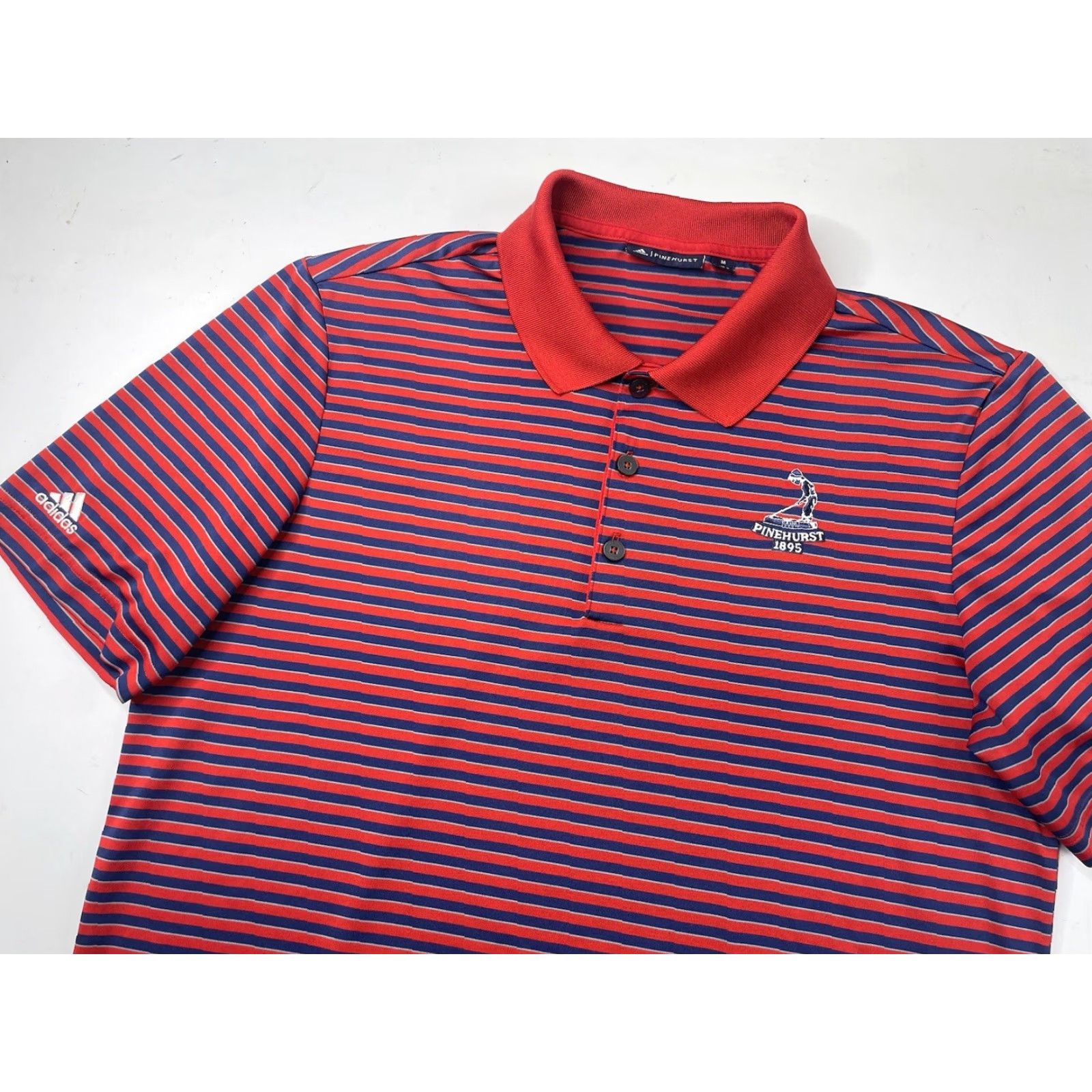 Adidas Adidas Polo Shirt Mens Golf Striped Short Sleeve Medium M Multicolor Country Theme Adidas Golf Polo Shirt Mens Size US M / EU 48-50 / 2 - 2 Thumbnail