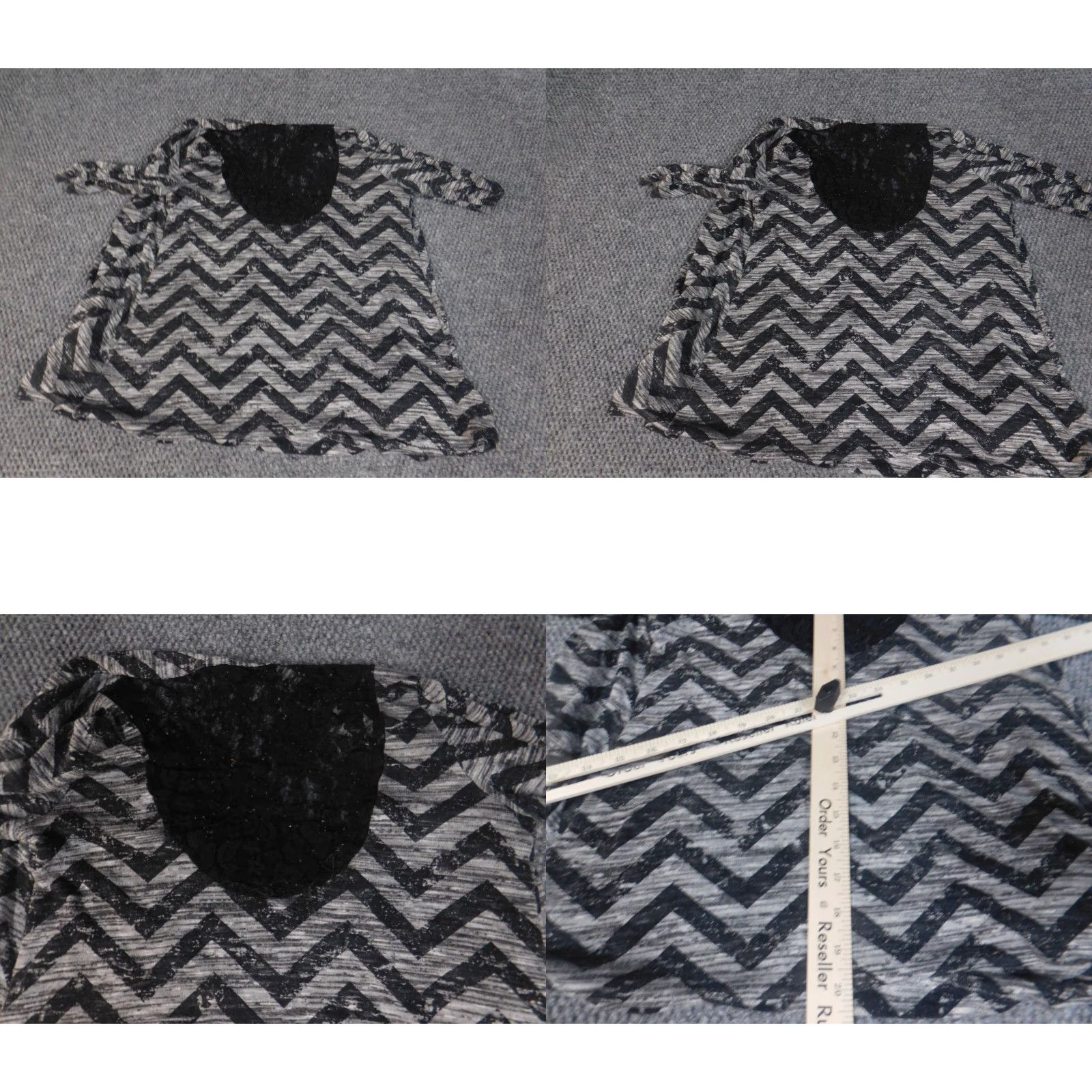 Vintage HeartSoul Blouse Womens Small Gray Crew Neck Pullover Stretch Casual Short Sleeve Pattern: Striped Button, Basic Classic 90s? Size S / US 4 / IT 40 - 8 Thumbnail