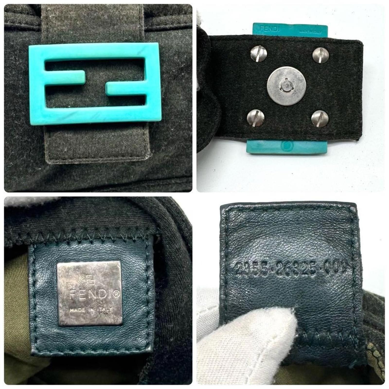 Fendi Fendi - Green Fabric Baguette Bag Turquoise Buckle Size ONE SIZE - 8 Thumbnail