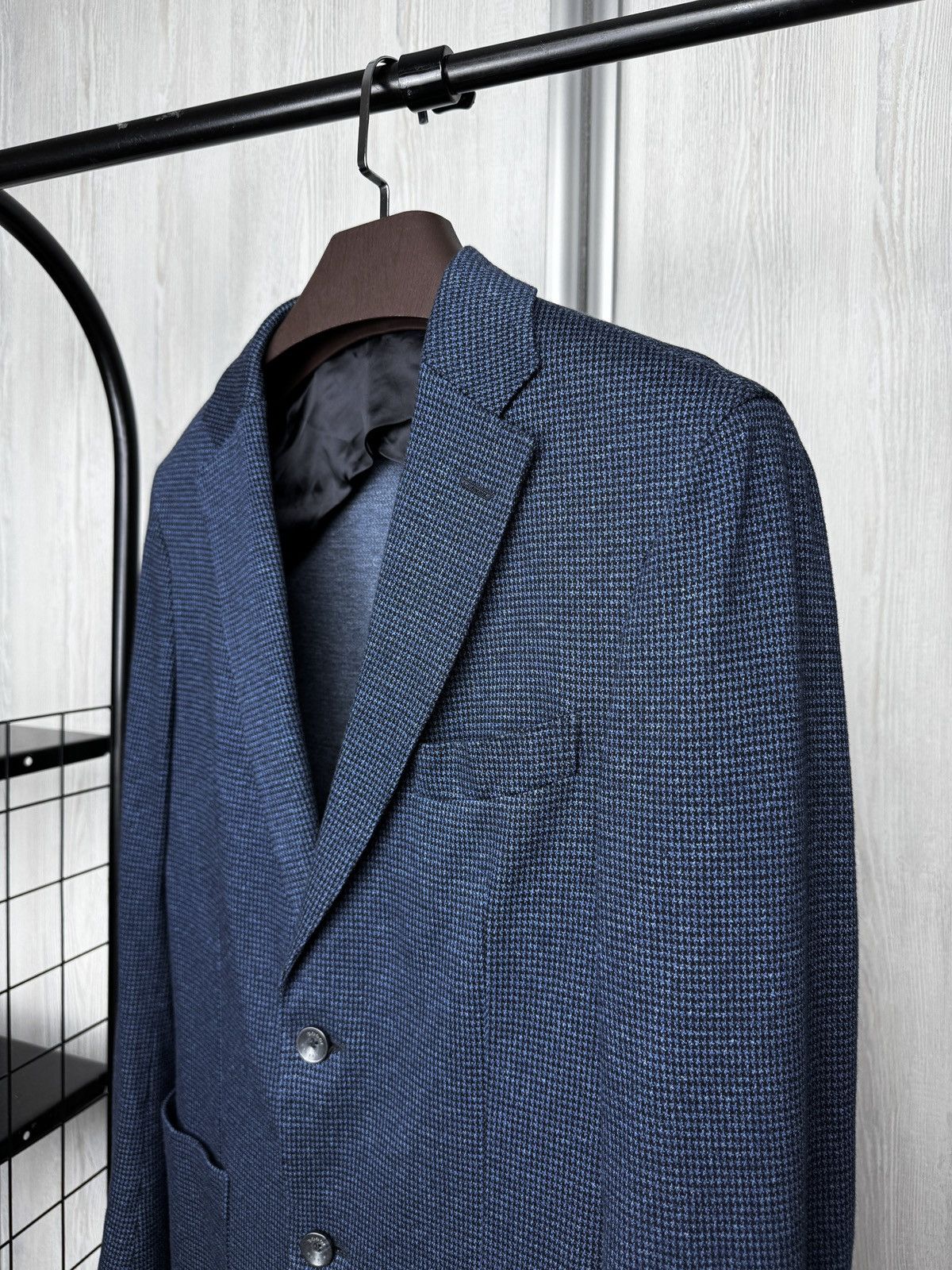Boggi Boggi Milano Jersey Cotton Micro Houndstooth Pattern Blazer Size 36R - 4 Thumbnail