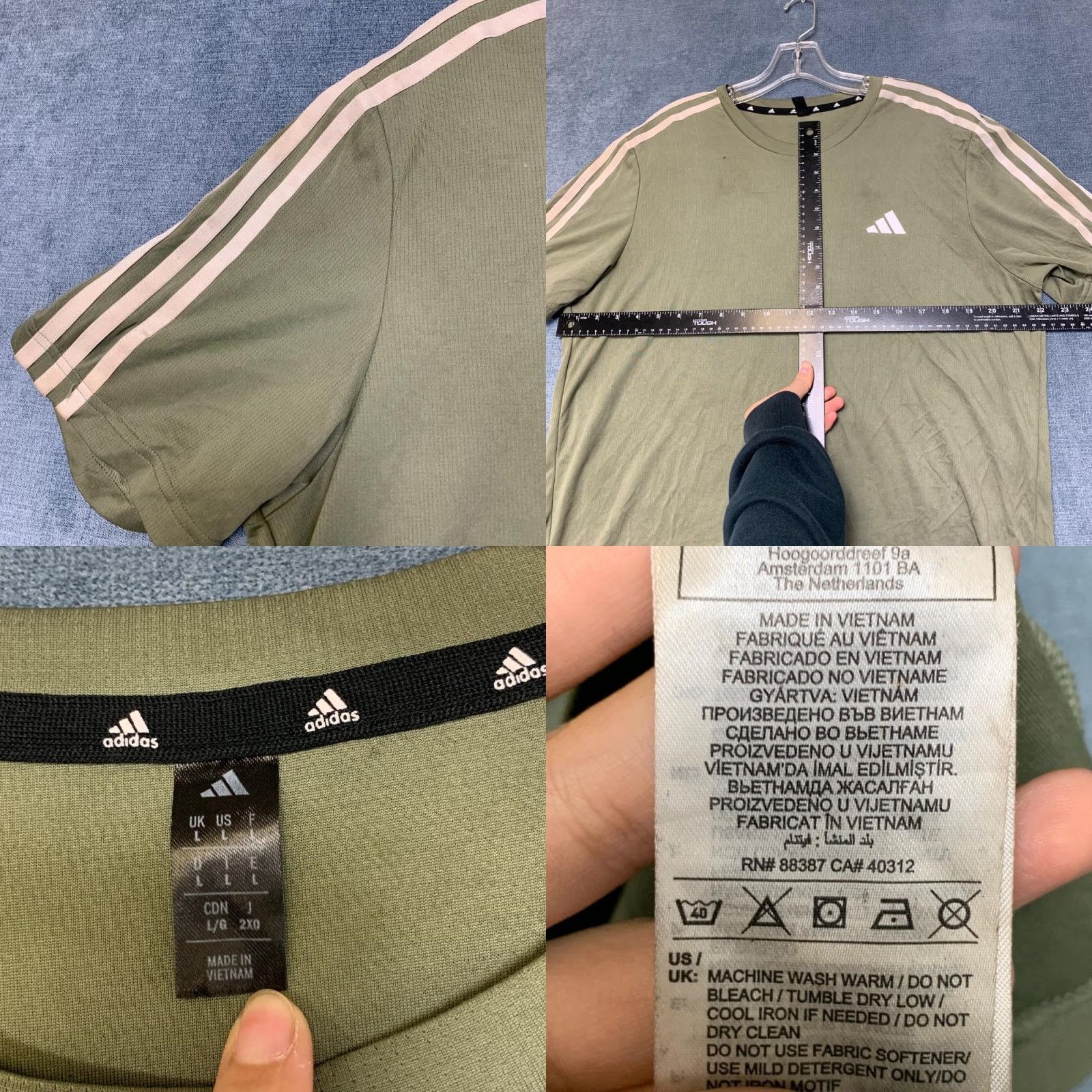 Adidas Adidas Acronym T-Shirt Mens Large Olive Green 3 Stripes Logo Casual Outdoor Tee Size US L / EU 52-54 / 3 - 8 Thumbnail
