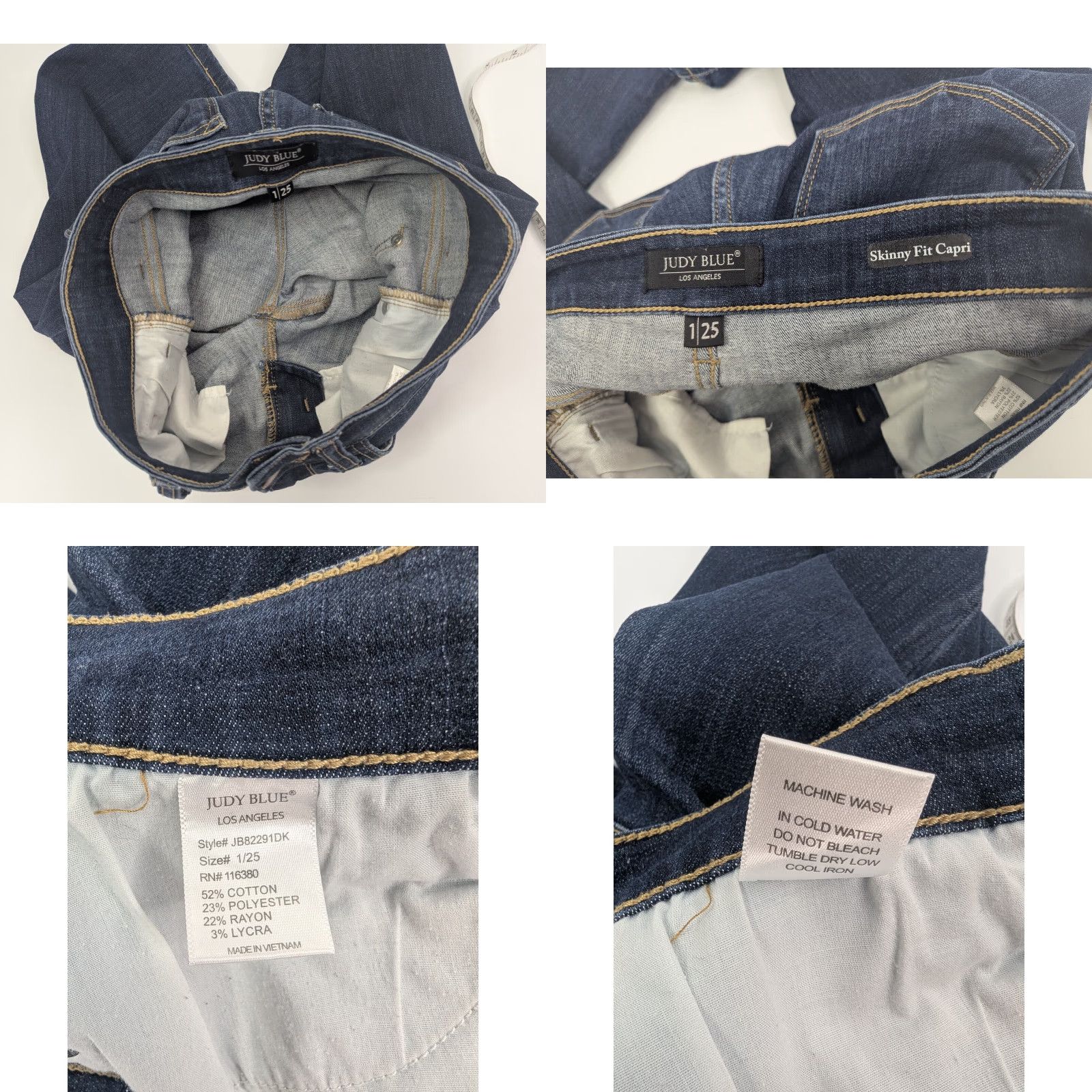 Denime Judy Blue Denim Blue Skinny Fit Capri Jeans Womens 1/25 JB82291DK Size 25" / US 0 / IT 36 - 8 Thumbnail
