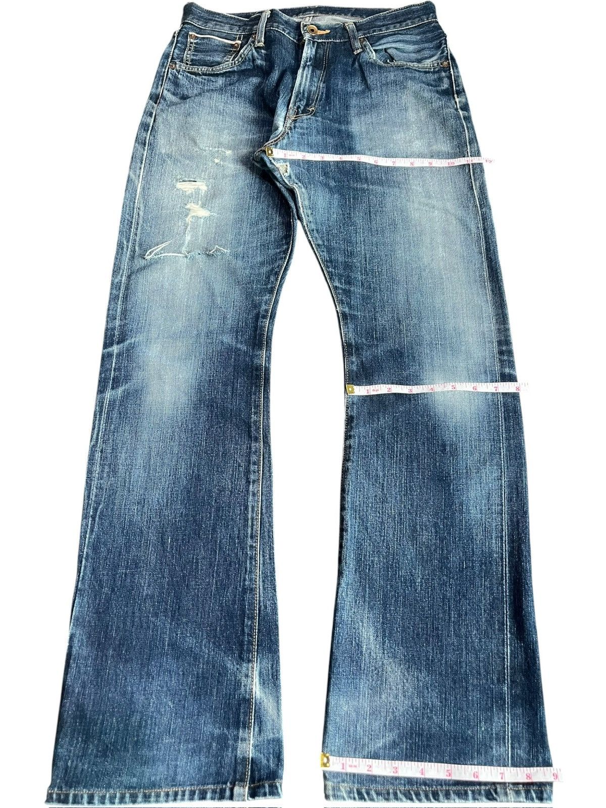 Edwin Vintage Edwin 505 Selvedge Distress Flare Jeans Size US 32 / EU 48 - 8 Thumbnail