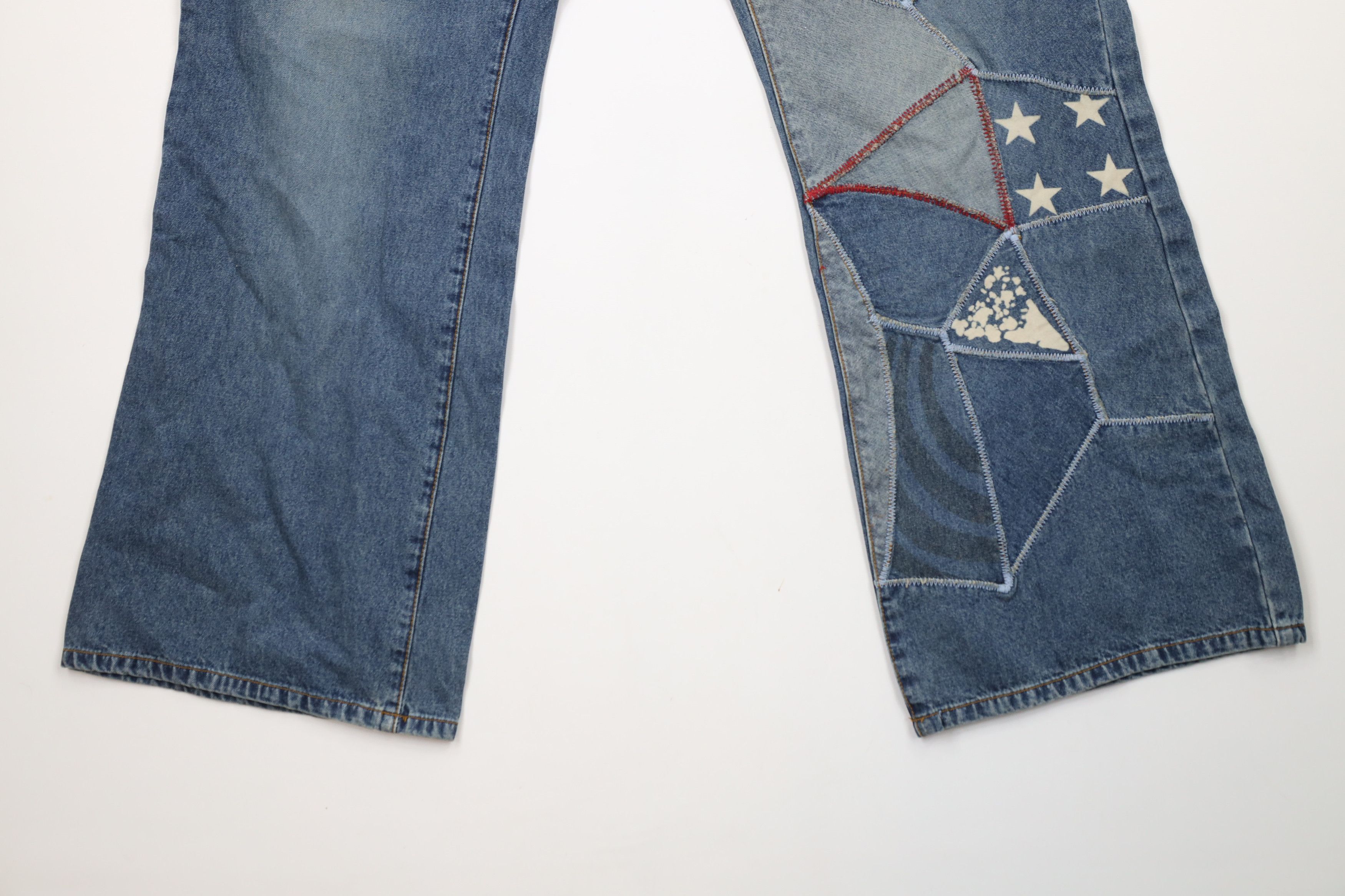 Vintage Vintage 90s Streetwear Patchwork Wide Leg Bell Bottoms Jeans Size 22" - 4 Thumbnail