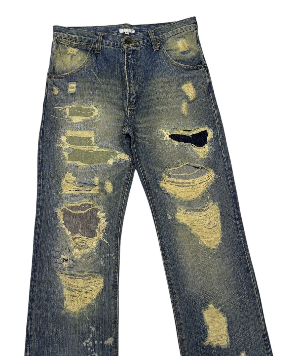 Hysteric Glamour 🔥RARE PATCHWORK DISTRESSED DENIM EXHIBITIONIST JEANS Size US 32 / EU 48 - 2 Thumbnail