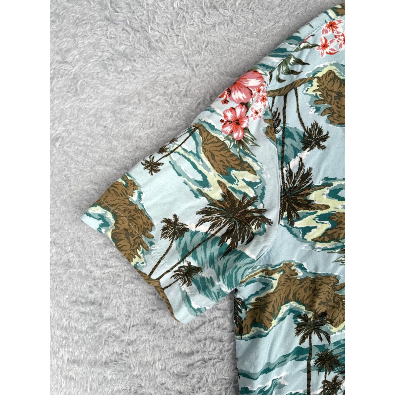 George George Shirt Men Medium Blue Pink Floral Island Button Up 100% Rayon Hawaiian Size US M / EU 48-50 / 2 - 3 Thumbnail
