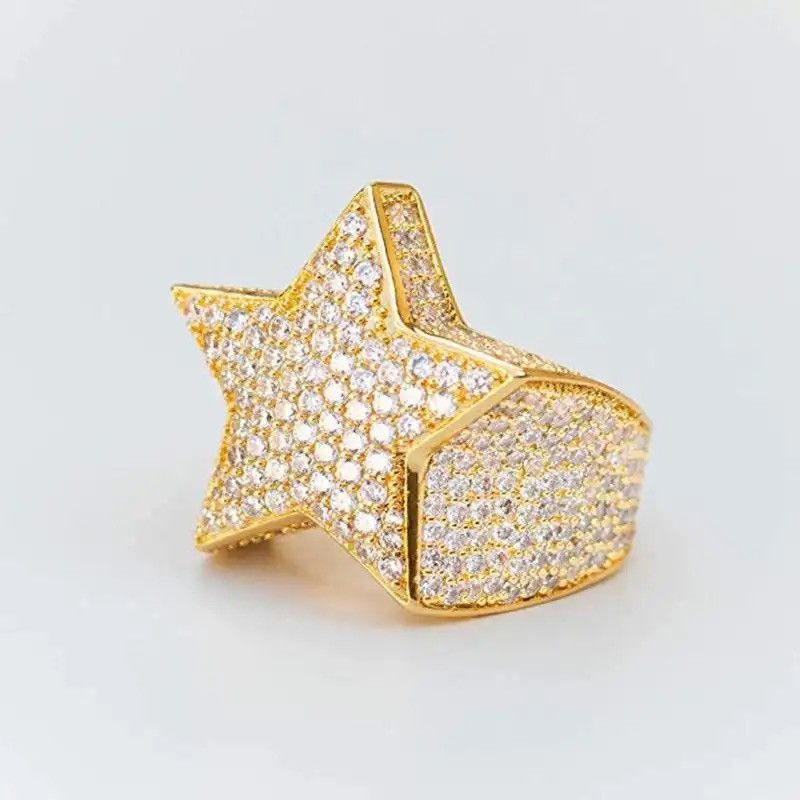 Vintage Five Star Rings Luxury Rhinestones Zircon Pentagram Rings Size ONE SIZE - 4 Thumbnail