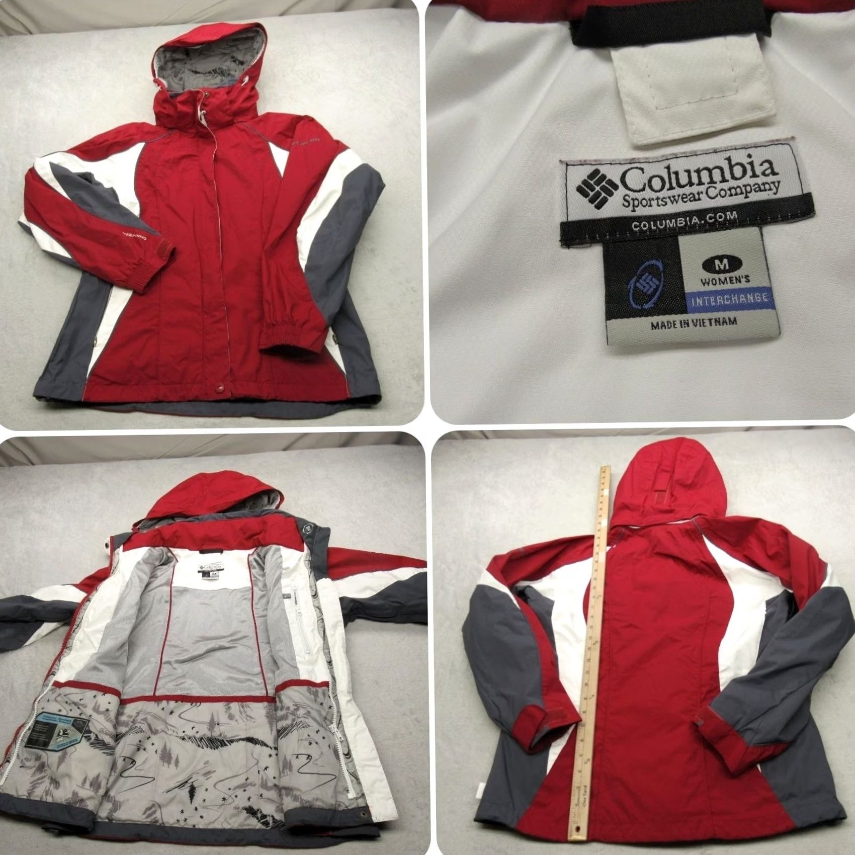Vintage Columbia Jacket Womens Medium Red Interchange Hooded Waterproof 3in1 Shell Size M / US 6-8 / IT 42-44 - 2 Thumbnail