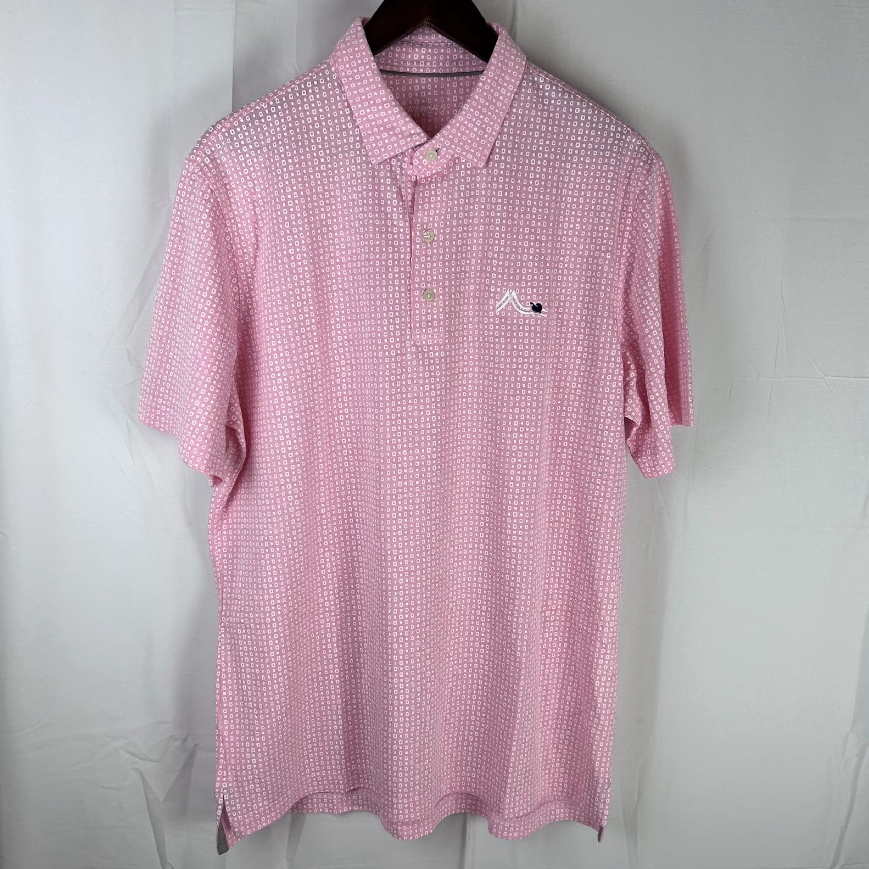 johnnie-O johnnie O Polo Shirt Mens Large Pink Sands Redding Performance Golf Lightweight Polo Shirt Mens Large Pink Sands Redding Geometric Pattern Size US L / EU 52-54 / 3 - 2 Thumbnail