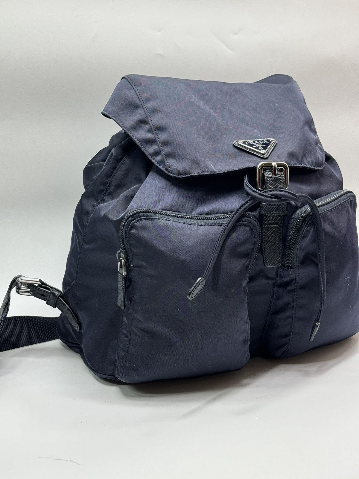 Prada Prada Zainetto Navy Tessuto Nylon Leather Backpack Rucksack Size ONE SIZE - 4 Thumbnail