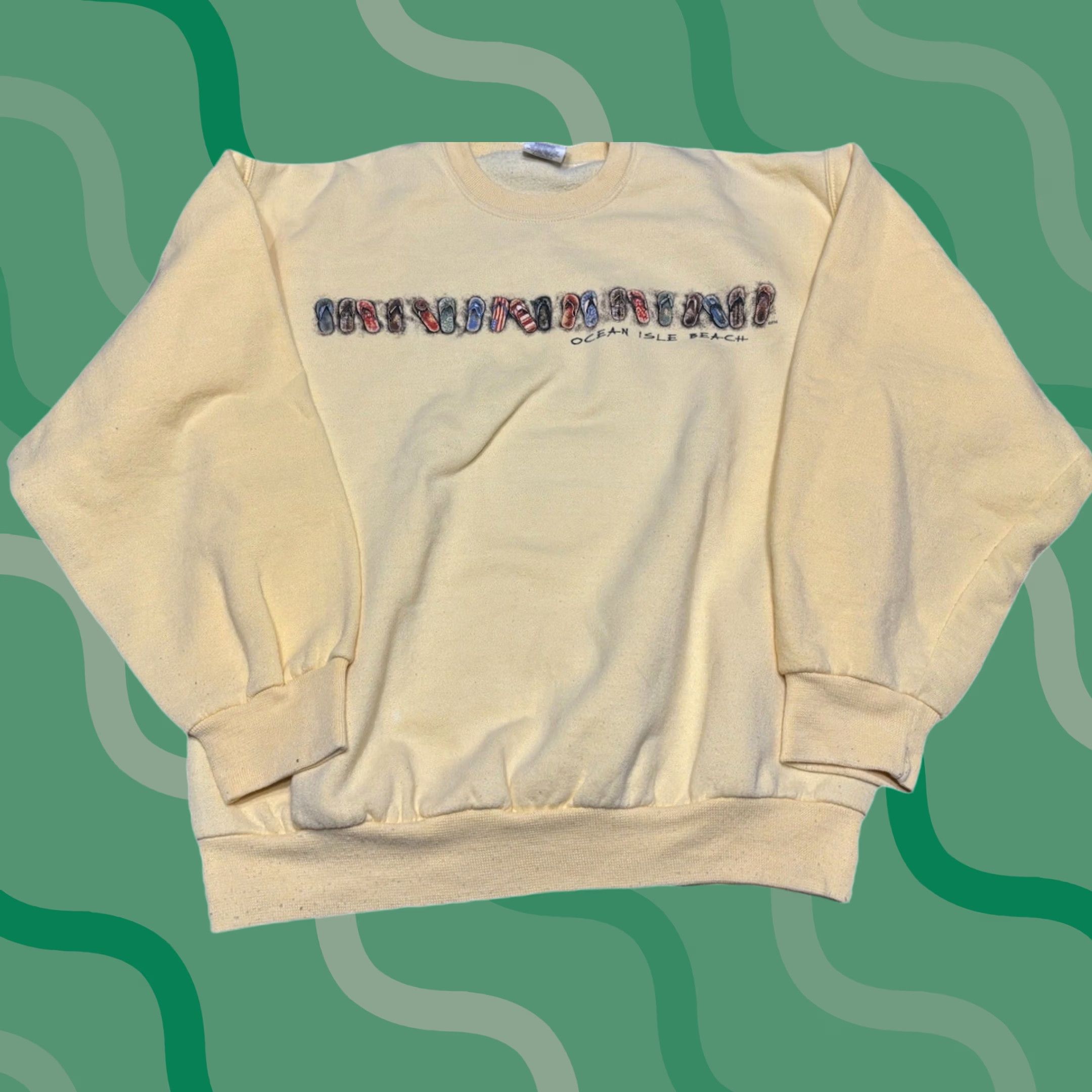 Vintage VINTAGE Beach Top Threads Sweatshirt Crew Neck Long Sleeve Yellow M Unisex Adults 3629 Size M / US 6-8 / IT 42-44 - 1 Thumbnail