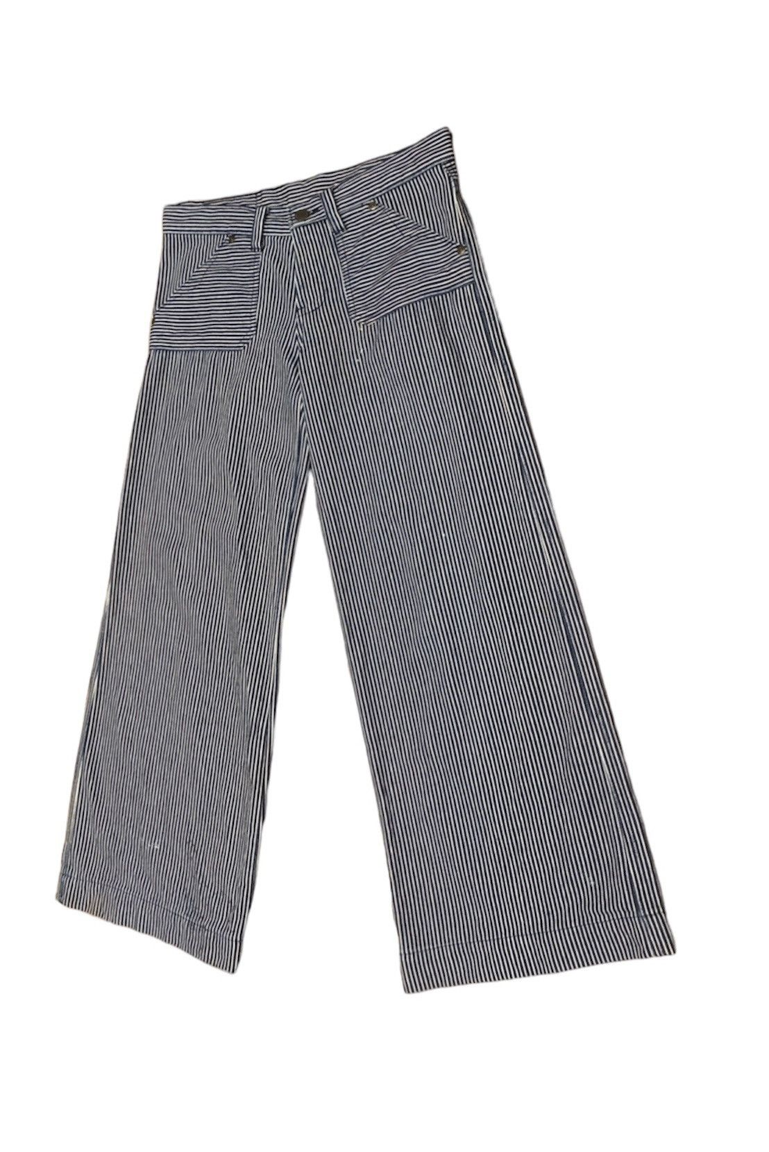Japanese Brand Rythym Flare Wide Leg Hickory Striped Pants Size US 29 - 2 Thumbnail