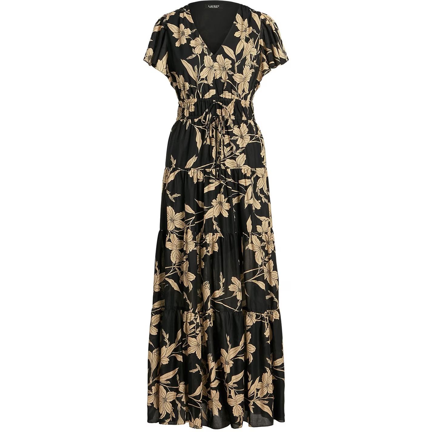 Lauren Ralph Lauren o1g2r1mq0825 Tofleur Maxi Dress in Black/Tan Size L / US 10 / IT 46 - 1 Thumbnail