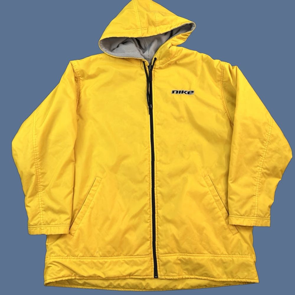 Nike VINTAGE Nike Jacket Mens Large Yellow Gray Fleece Reversible Hooded Swoosh Y2K Size US L / EU 52-54 / 3 - 1 Thumbnail
