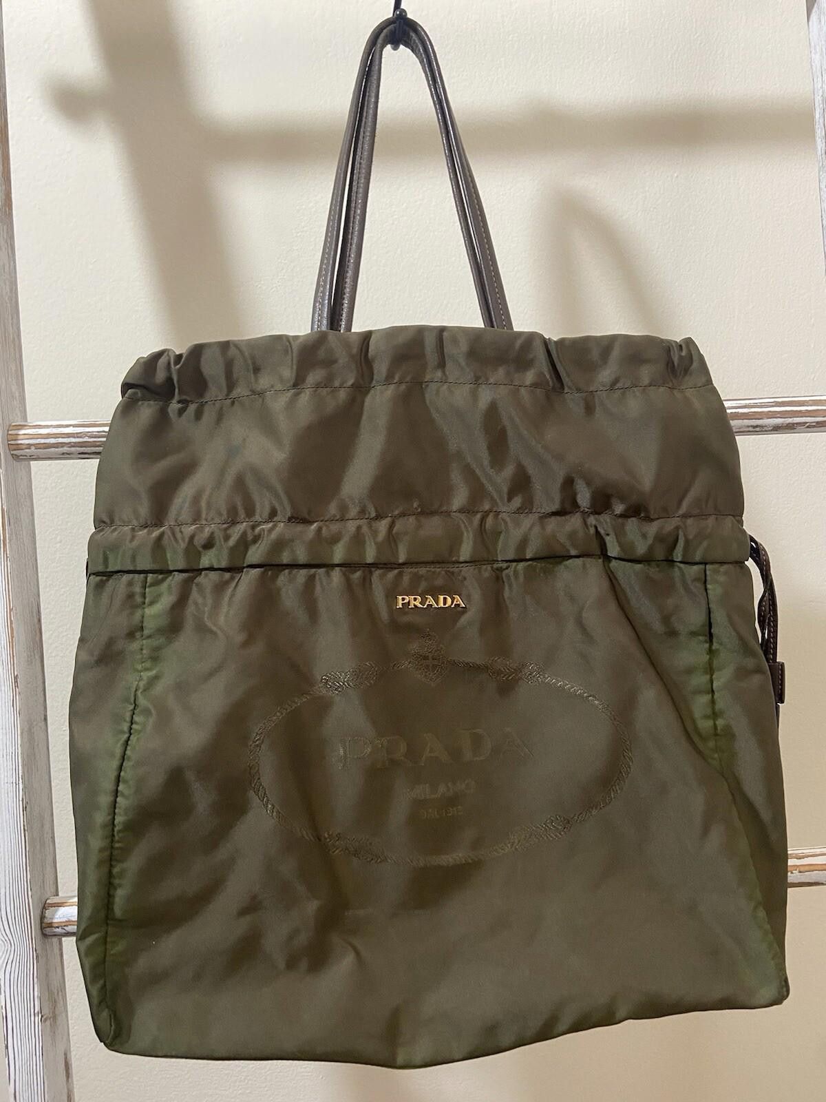 Prada Prada Tessuto nylon rope logo dark green drawstring tote bag Size ONE SIZE - 3 Thumbnail