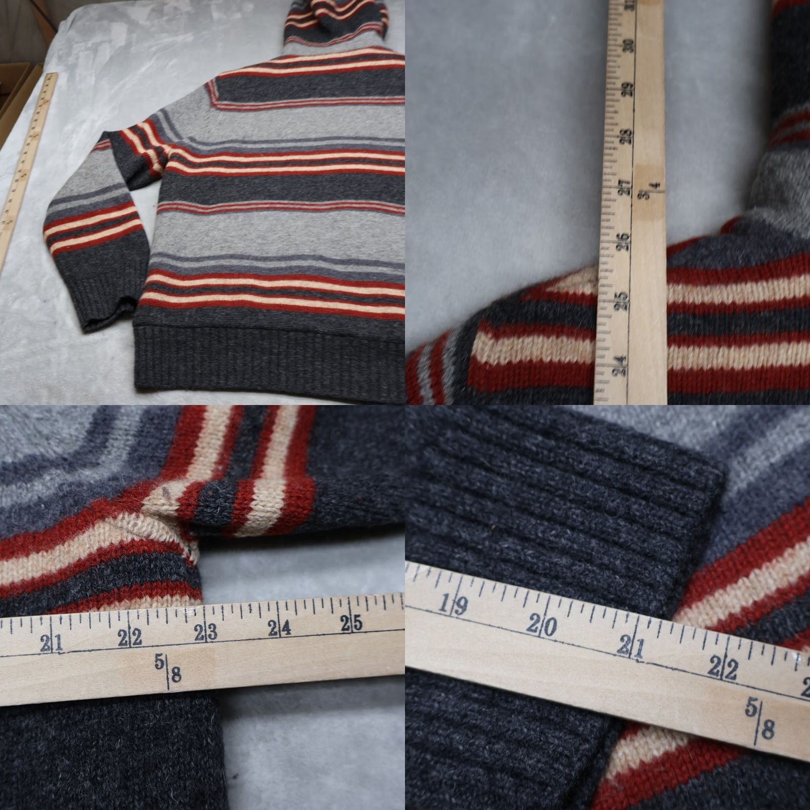 Eddie Bauer Eddie Bauer Hoodie Mens XL Grey Striped Sherpa Lined Wool Blend Knit Full Zip Size US XL / EU 56 / 4 - 9 Thumbnail