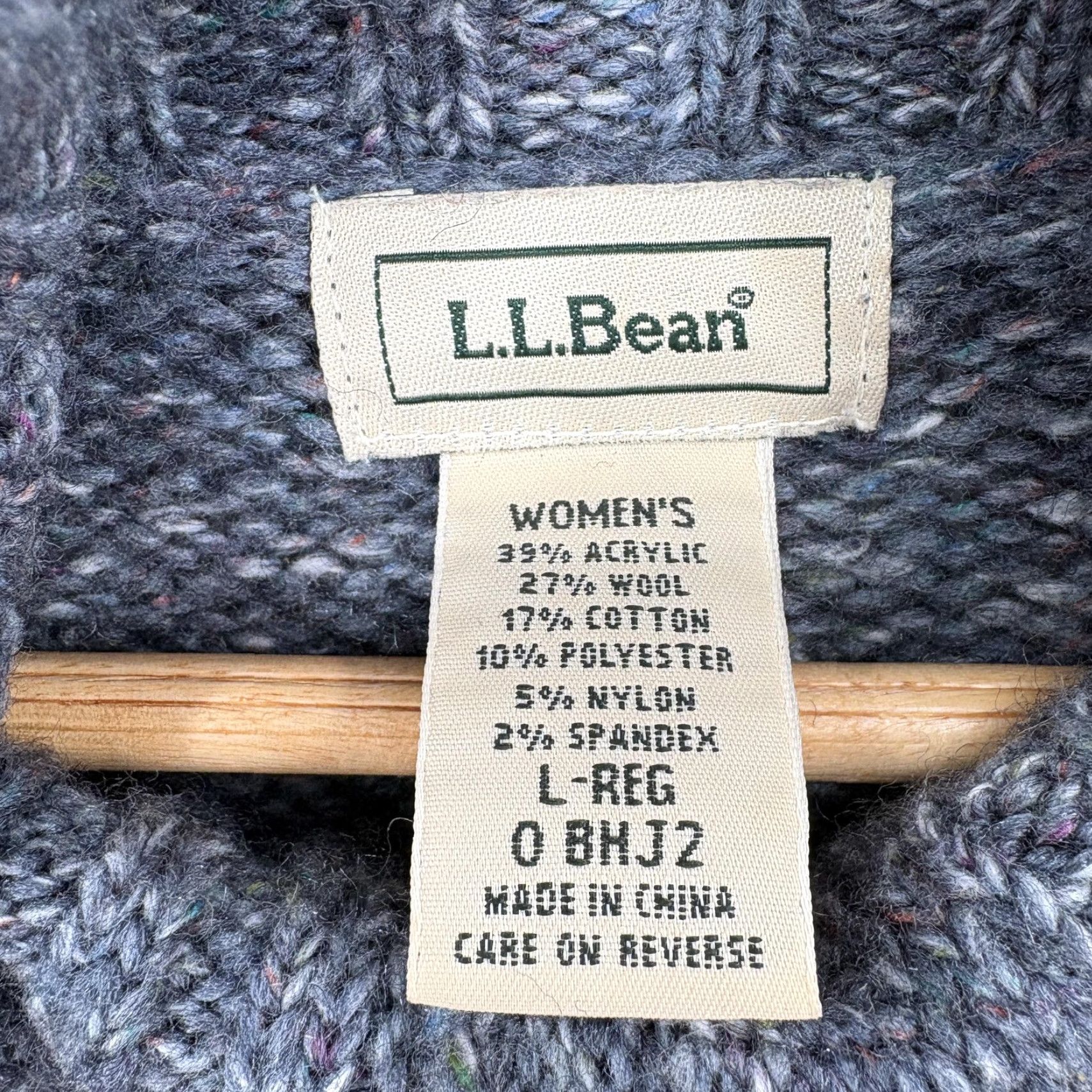 Vintage L.L.Bean Sweater Cardigan Womens Large Gray Wool Cable Knit Funnel Neck Cozy Size L / US 10 / IT 46 - 4 Thumbnail