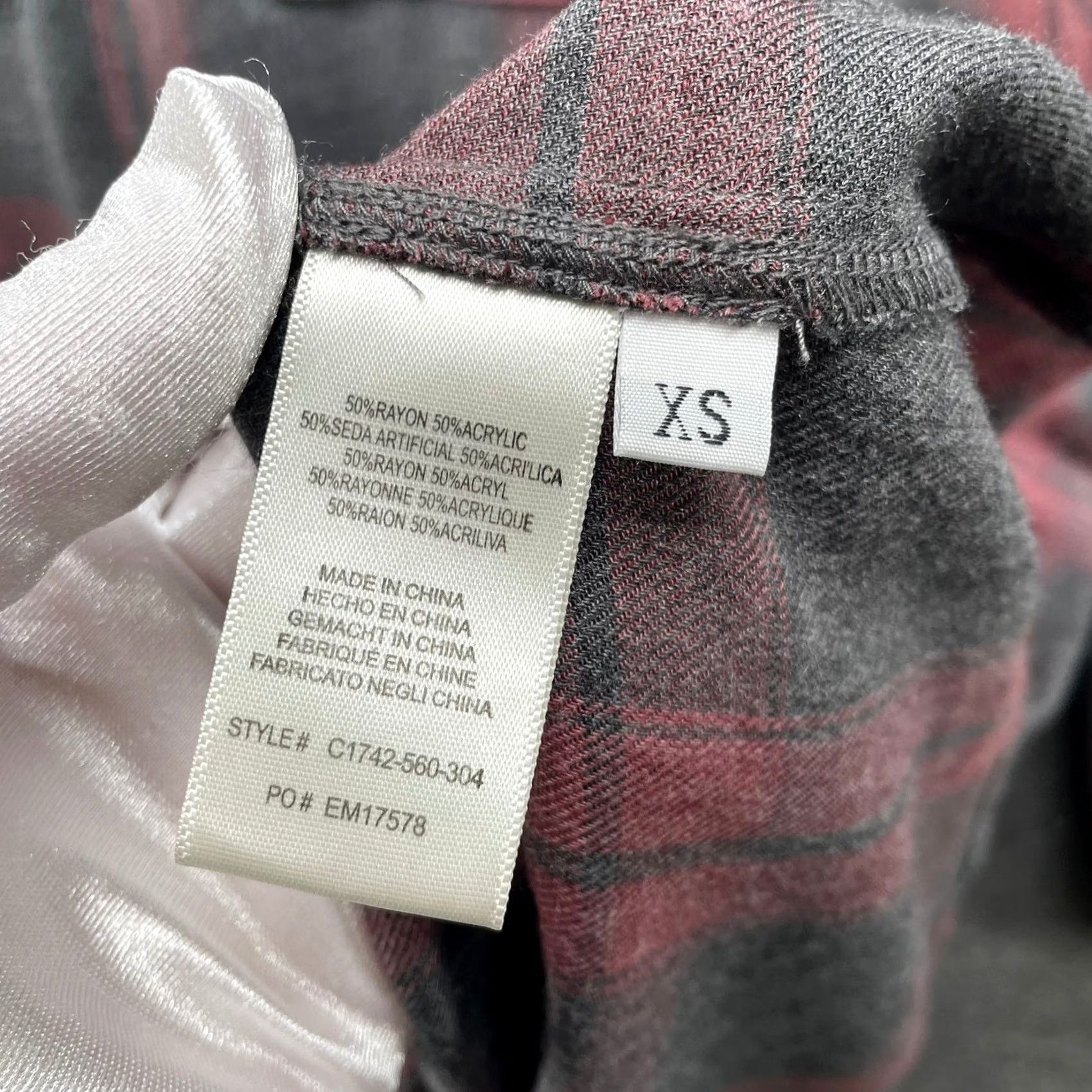 CLOT VINTAGE Cloth & Stone Plaid Tunic Dress Womens XS Grey Red Long Sleeve Soft Rayon Size XS / US 0-2 / IT 36-38 - 6 Thumbnail