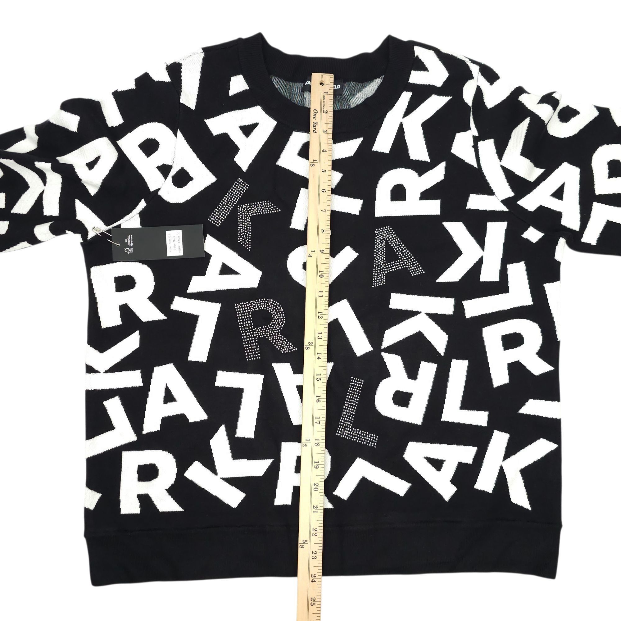 Karl Lagerfeld Karl Lagerfeld Paris Scrambled Logo Sweater Women 1X Ribbed Size ONE SIZE - 5 Thumbnail