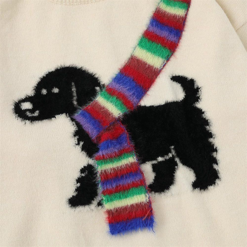 Vintage Men's loose casual puppy embroidered patchwork sweater Size US M / EU 48-50 / 2 - 3 Thumbnail