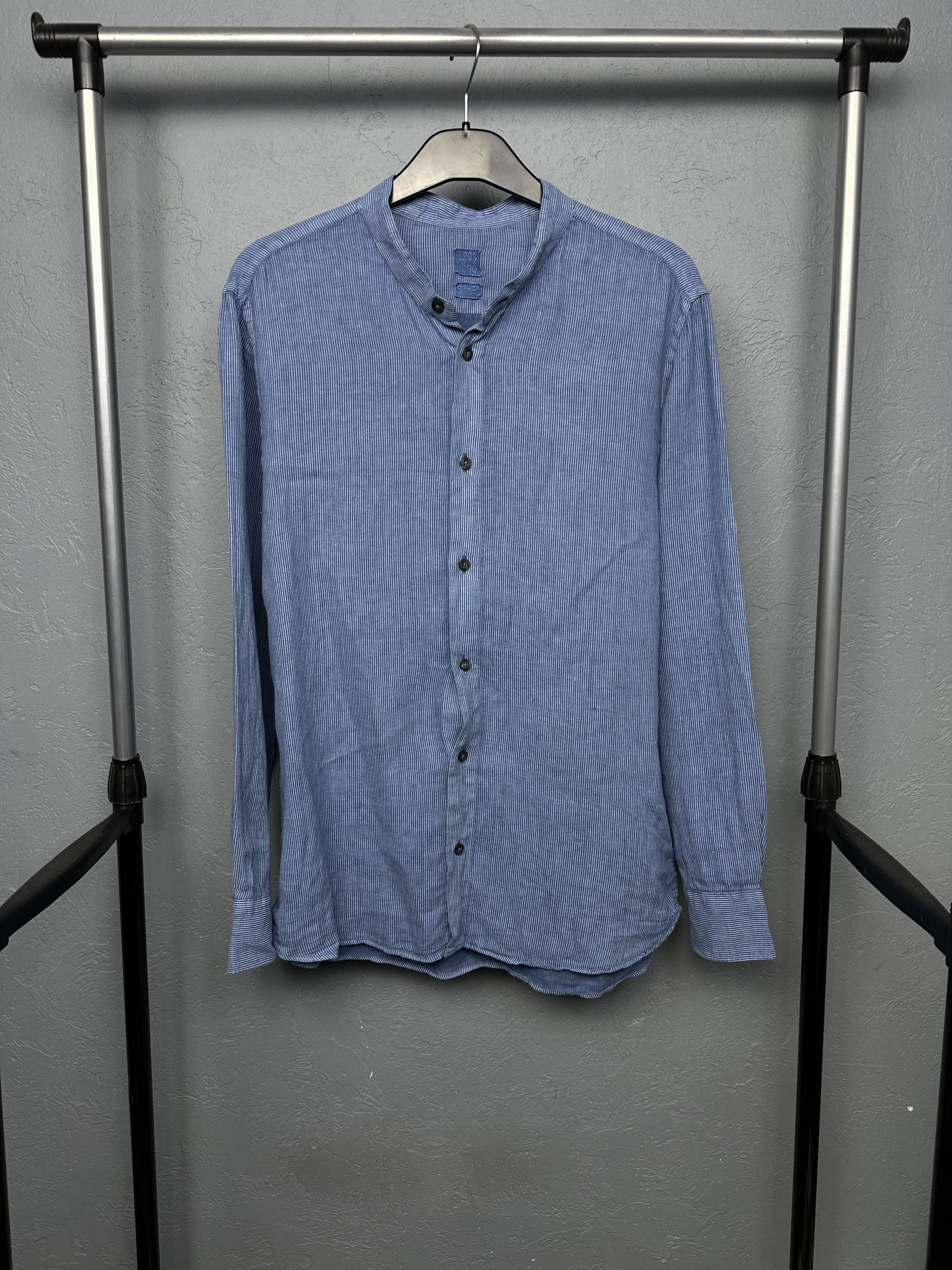 120% Lino 120% Lino Mens Linen Long Sleeve Striped Shirt Size US S / EU 44-46 / 1 - 1 Thumbnail