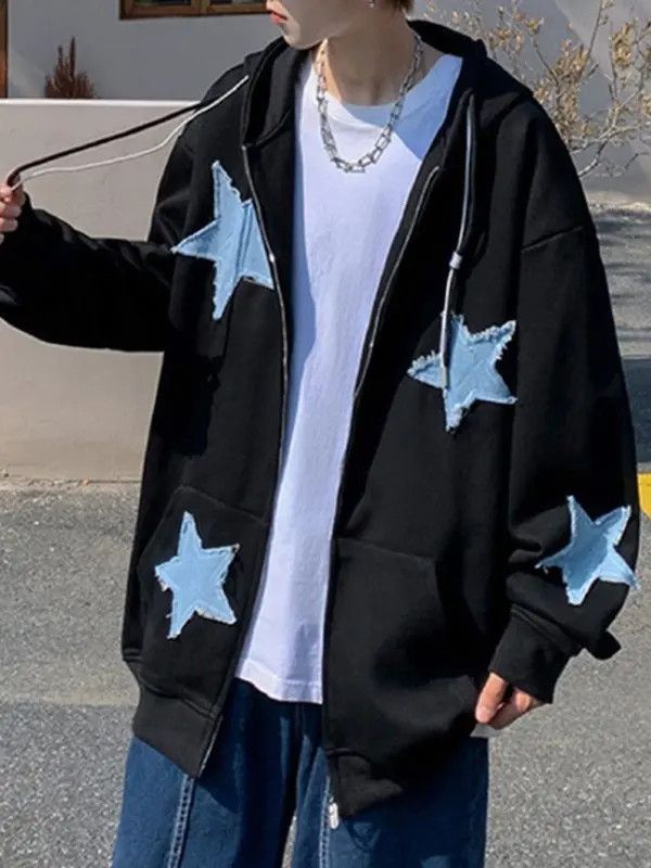 Designer Hitomi x Fumie #15 Men's Star Patch Zip Up Hoodie Sweetshirt Size US L / EU 52-54 / 3 - 6 Thumbnail