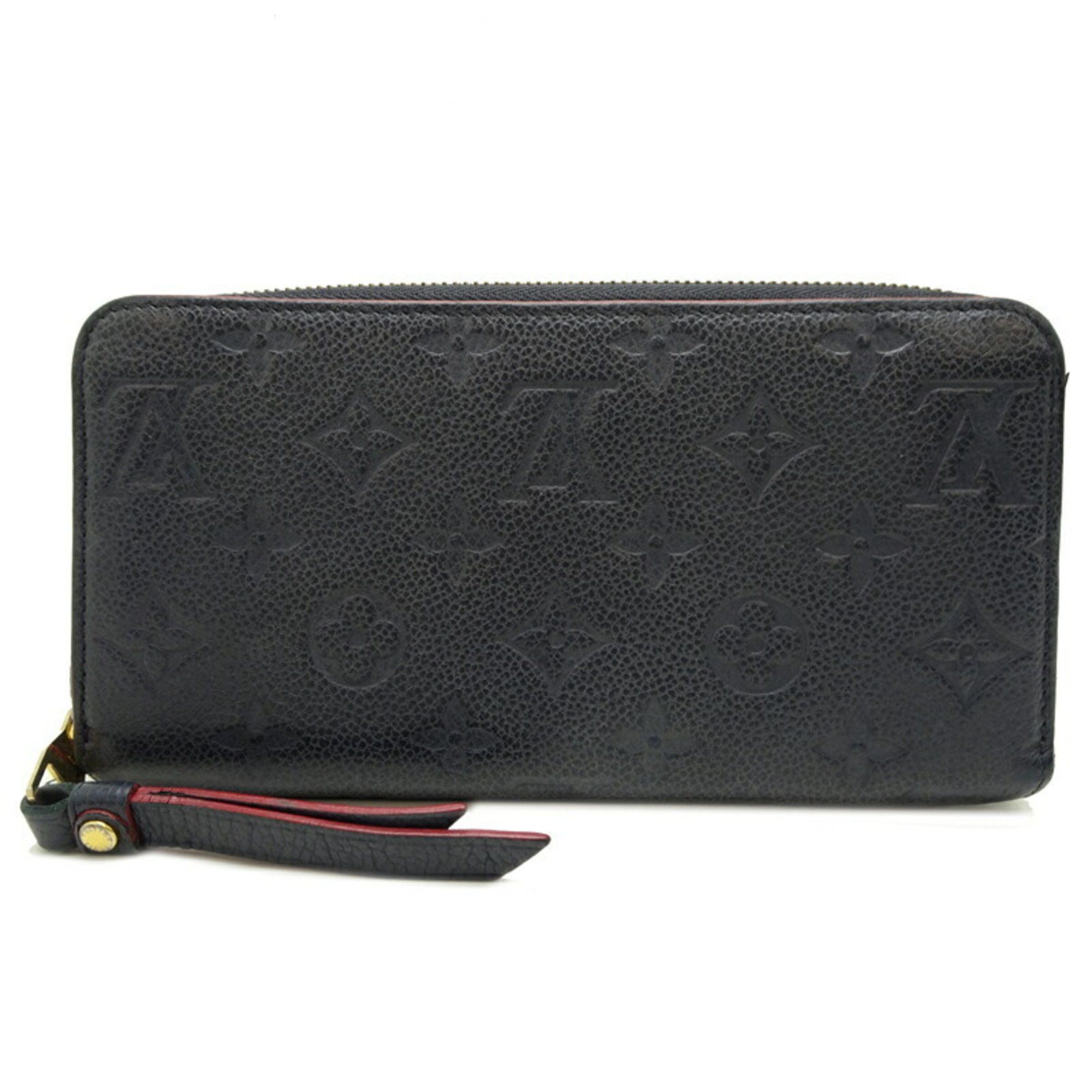 Louis Vuitton Zippy Wallet Women's Long M62121 Monogram Empreinte Marine Rouge (Navy)