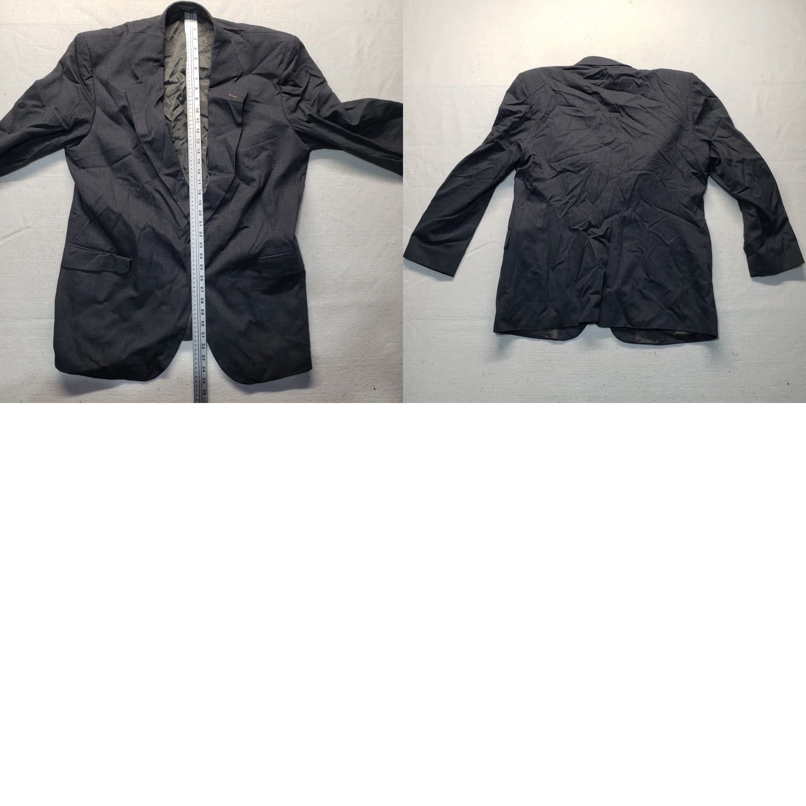 Vintage Blazer Dark Gray Single Breasted 2 Buttons Jacket Adult Men's M Medium Size 40R - 8 Thumbnail