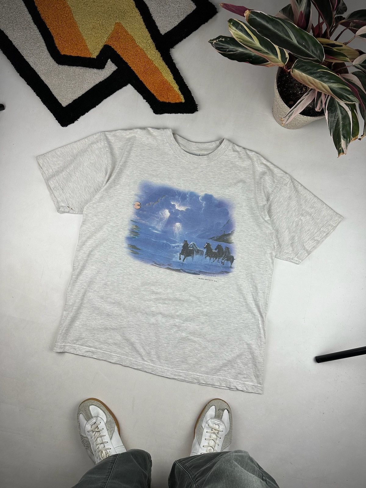 Vintage Vintage 90’s Thunder horses t-shirt art tee Size US XL / EU 56 / 4 - 4 Thumbnail